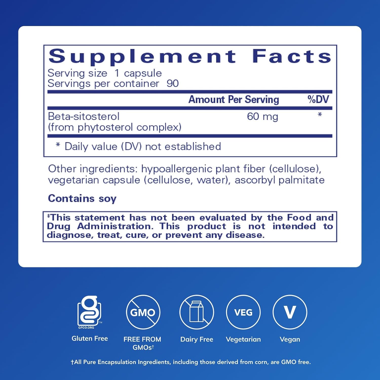 Pure Encapsulations Beta-Sitosterol | Supplement for Urinary Flow and Health* | 270 Capsules | Men's Supplement for Urinary Flow and Health*, Plant Sterol Formula, Hypoallergenic, Gluten-Free, Dairy-Free