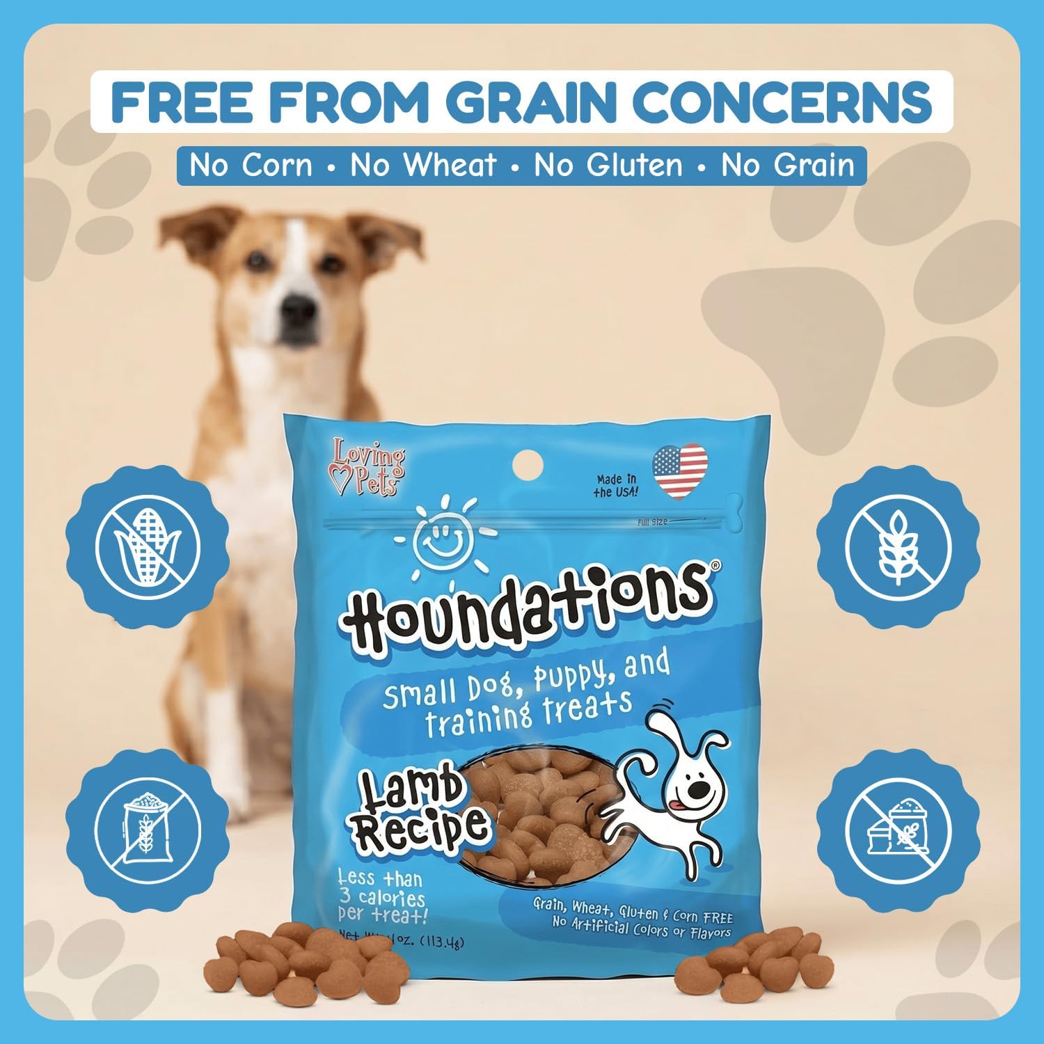 Loving Pets Houndations Chicken Dog Training Treats | All Natural | 2.6 Calories Per Treat | Grain-Free, Wheat-Free, Gluten-Free & Corn-Free | for Small Dogs & Puppies, 4 oz