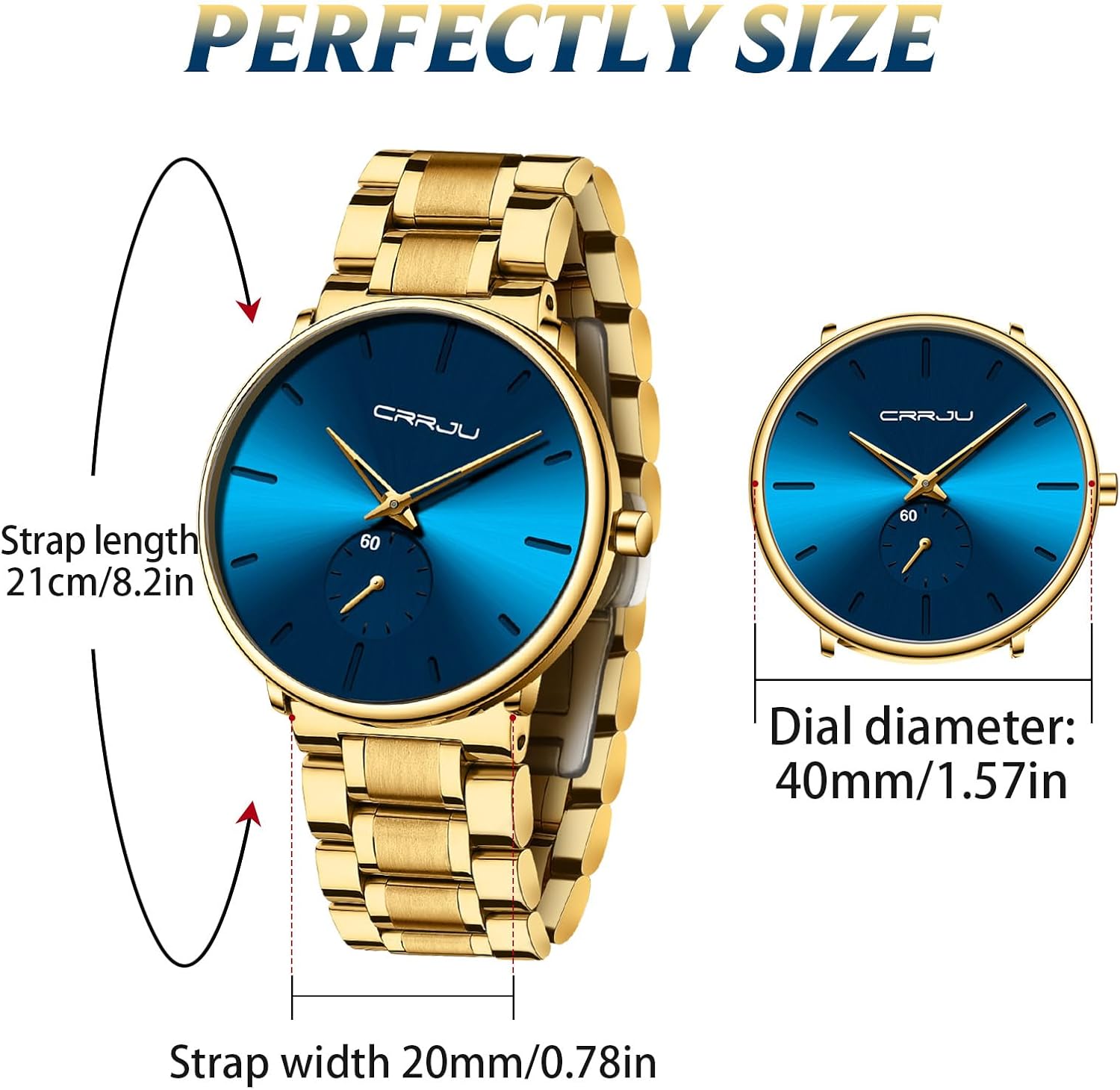 Mens Watches Ultra-Thin Minimalist Waterproof-Fashion Wrist Watch for Men Unisex Dress with Stainless Steel Band-Black Hands
