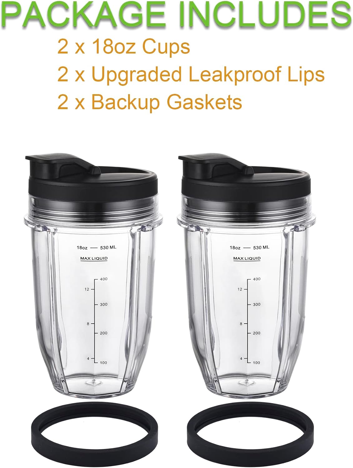Blender Cups Fit for Ninja, Replacement Parts 16OZ Cups with Lids
