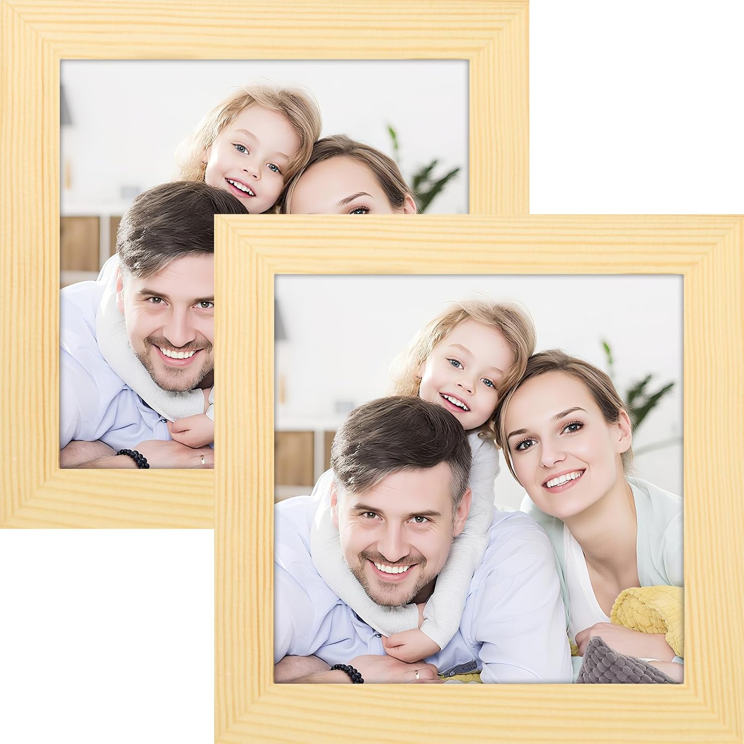 Picture Frames 8x8 2 Pack Made of Solid Wood Black for Wall Mounting and Tabletop Display