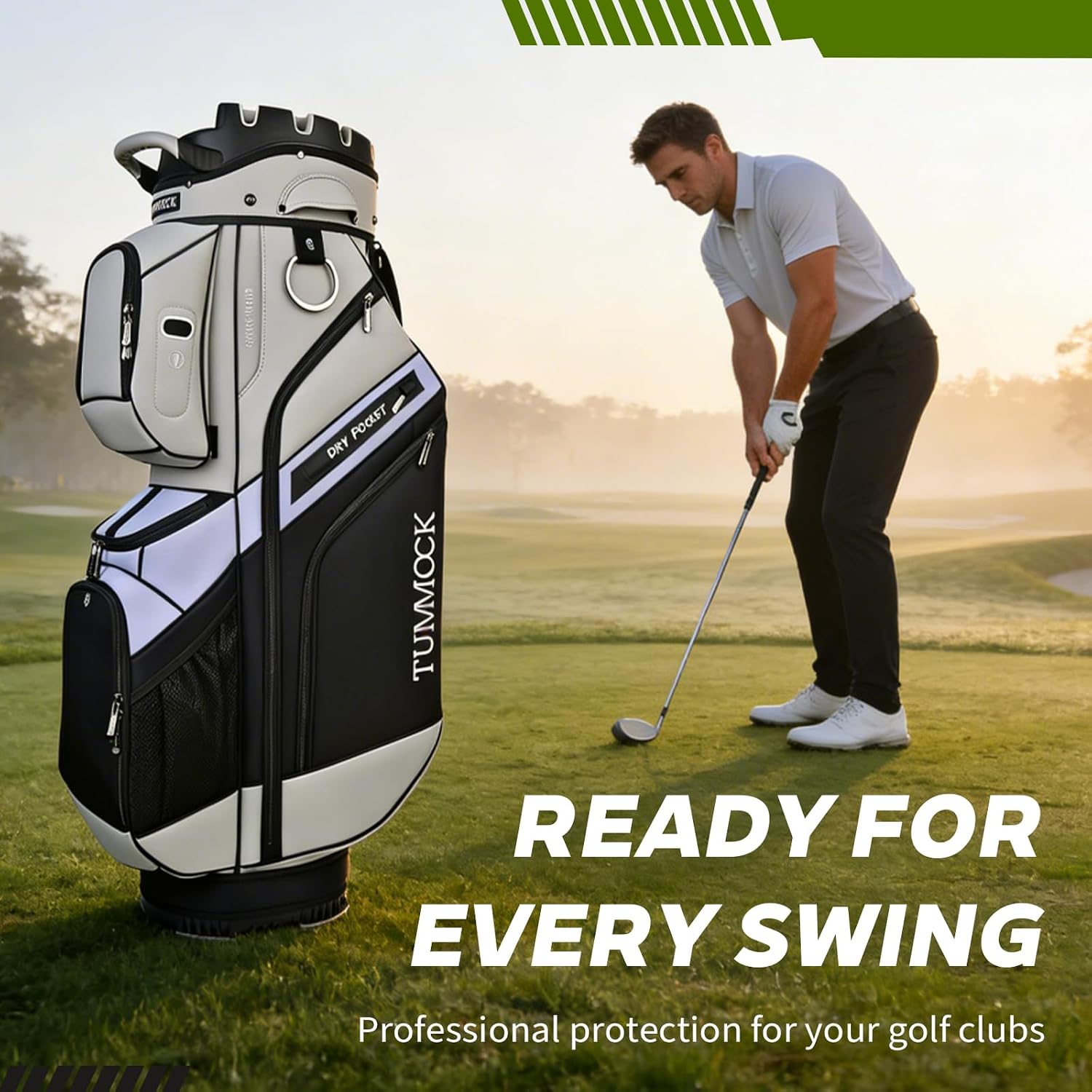 Golf Cart Bag, 14-Way Top Divider with Multiple Storage Pockets, Lightweight & Durable Golf Bag for Men, Cart-Friendly Design