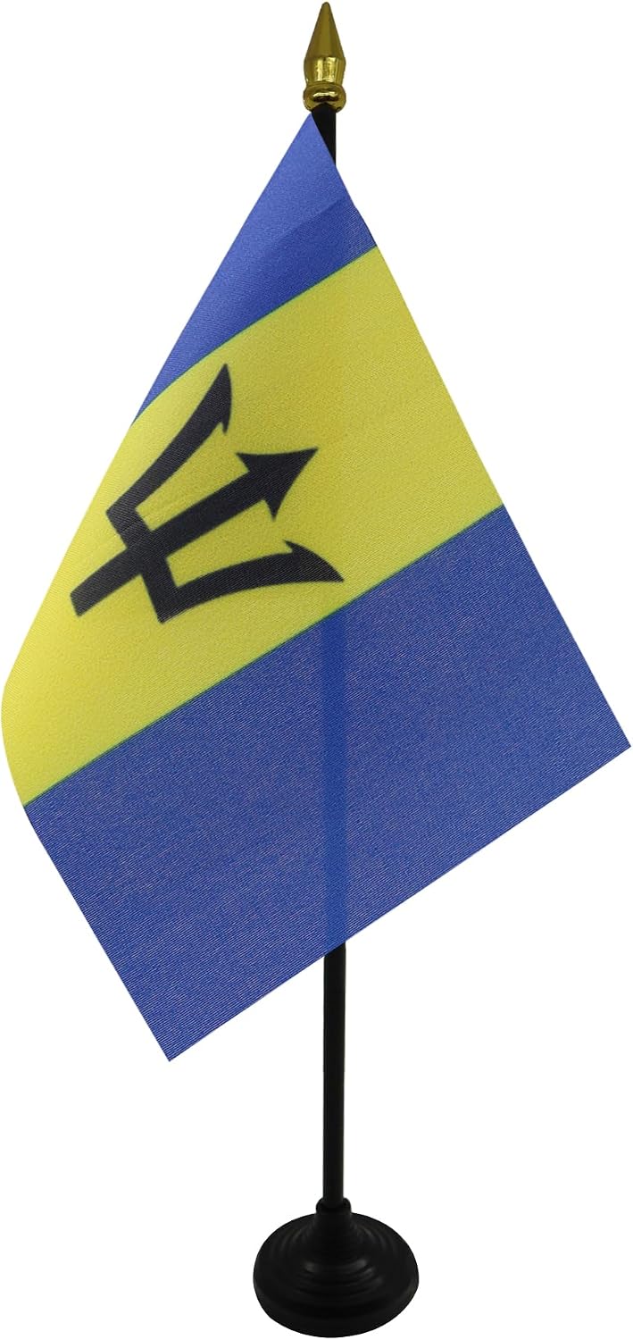 AZ FLAG Nicaragua Table Flag 4x6 in 100D Polyester Plastic Base | Indoor use Nicaraguan 15x10 cm desk flag stitched finish with reinforced edges with plastic pole and gold finial