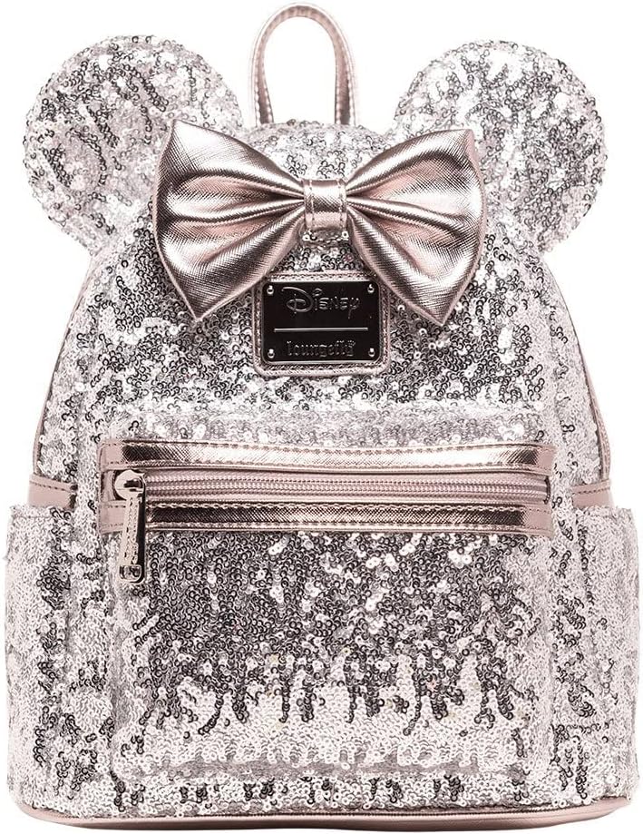 Loungefly Disney Minnie Mouse Silver Sequin Mini Backpack