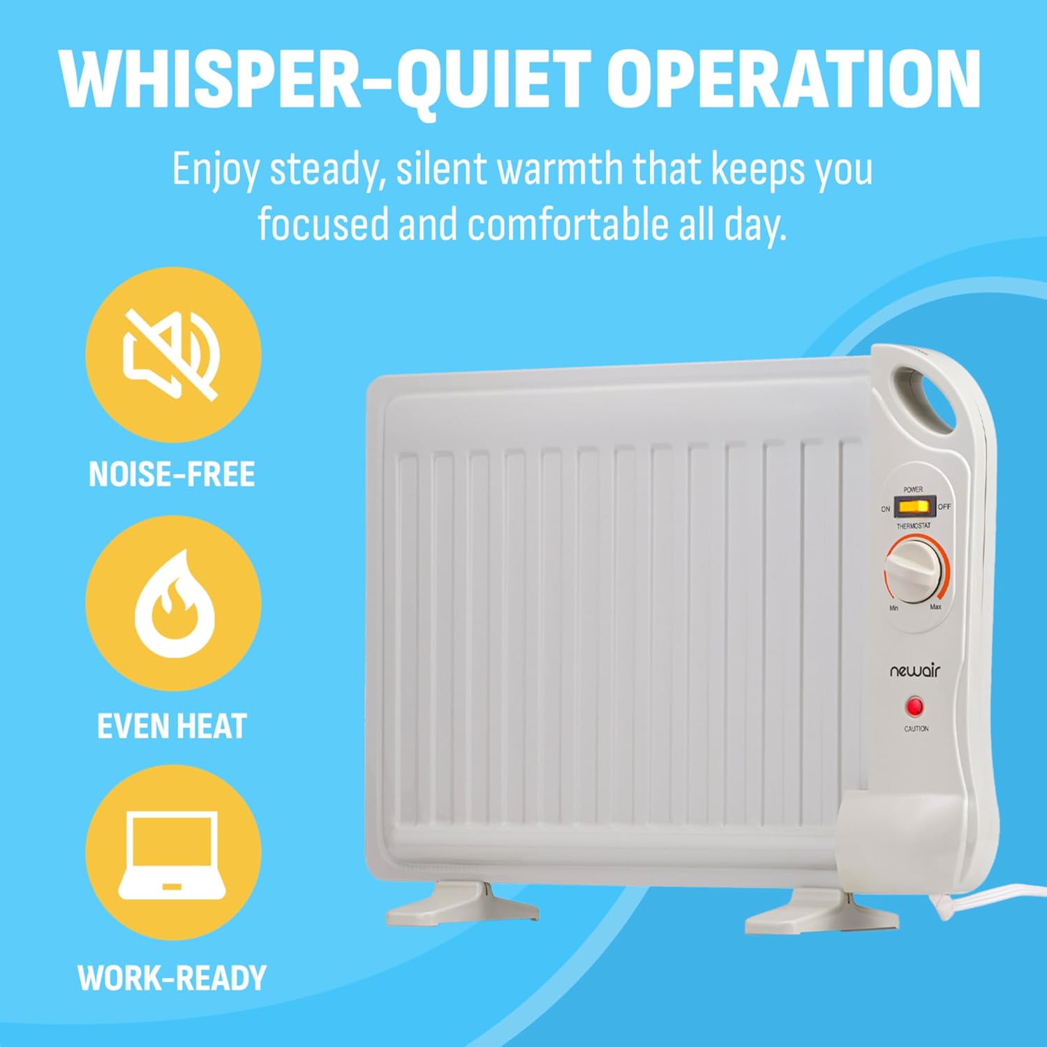 NewAir Portable Space Heater for Indoor Use | Ideal Heater for Bedroom, Office or Under Desk | Electric, Energy Efficient and Noiseless