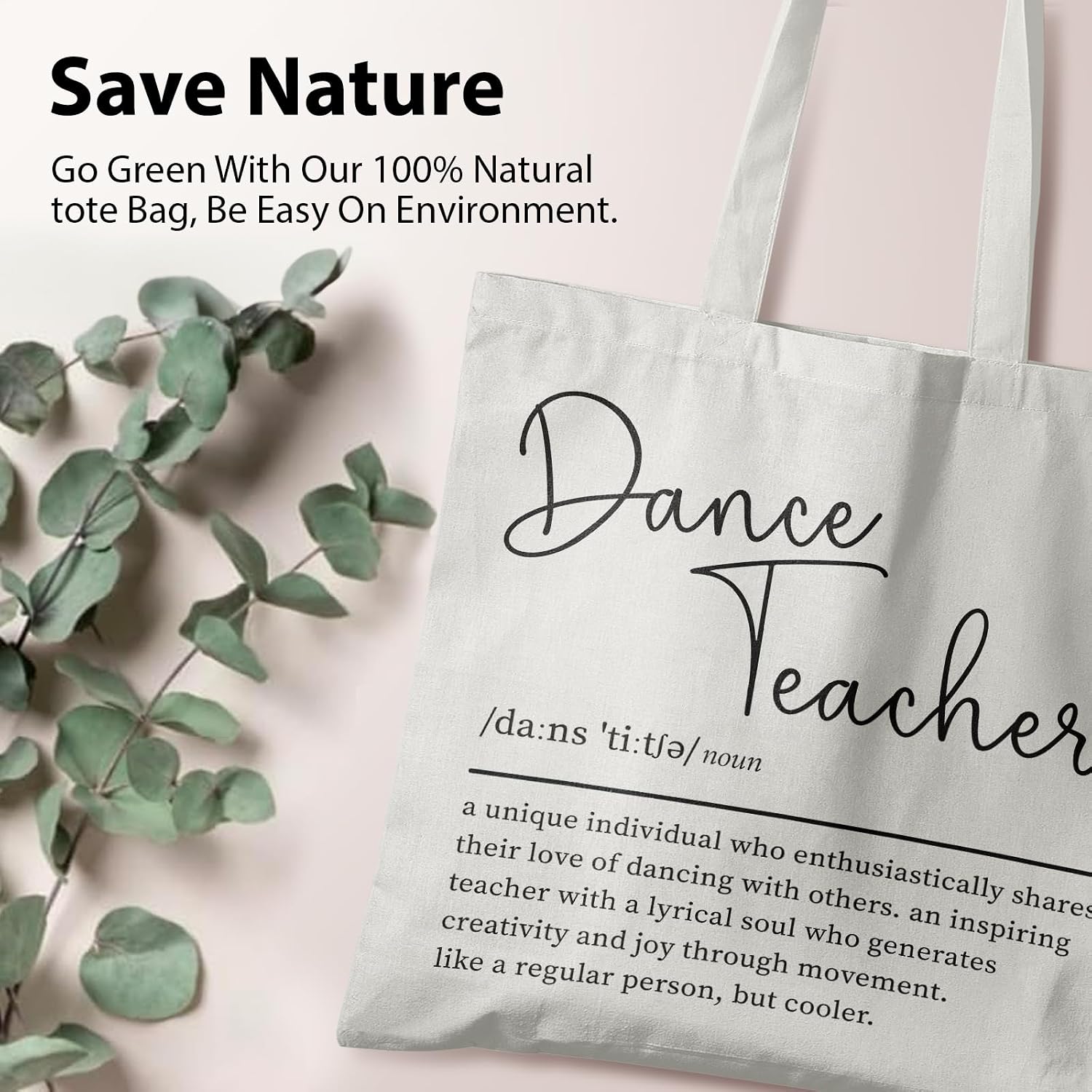 Dance Teacher Canvas Tote Bag - Dance Teacher Appreciation Gifts, Dance Bags for Dancers, Teacher ToteBags