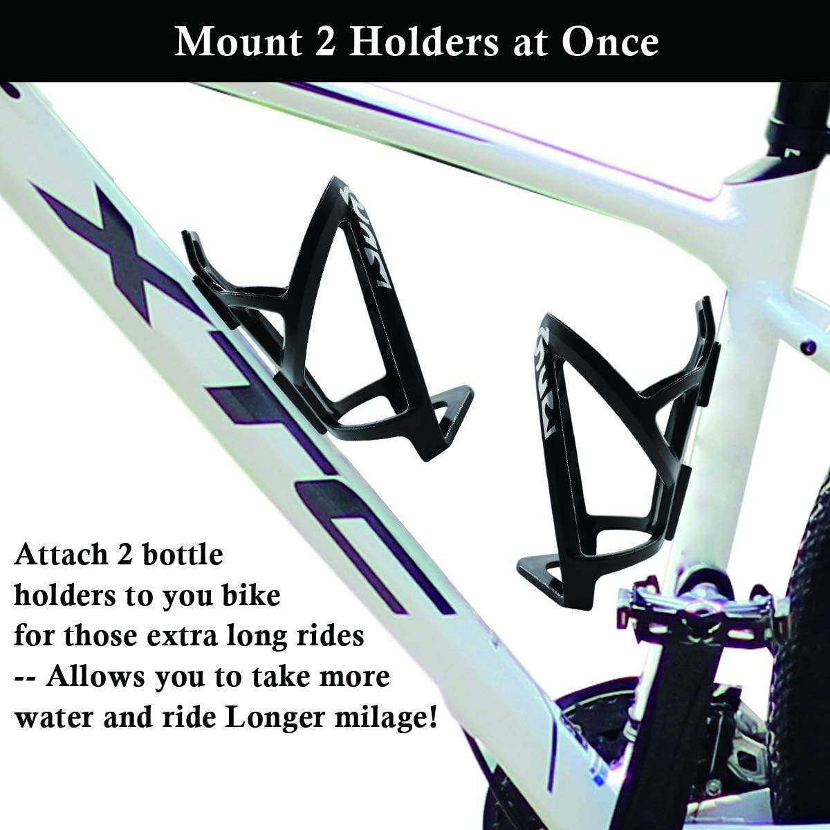2-Pack Bike Water Bottle Cage Bicycle Water Bottle Holder Lightweight & Strong Bicyle Mount for Road & Mountain Bikes with Screws Spanner