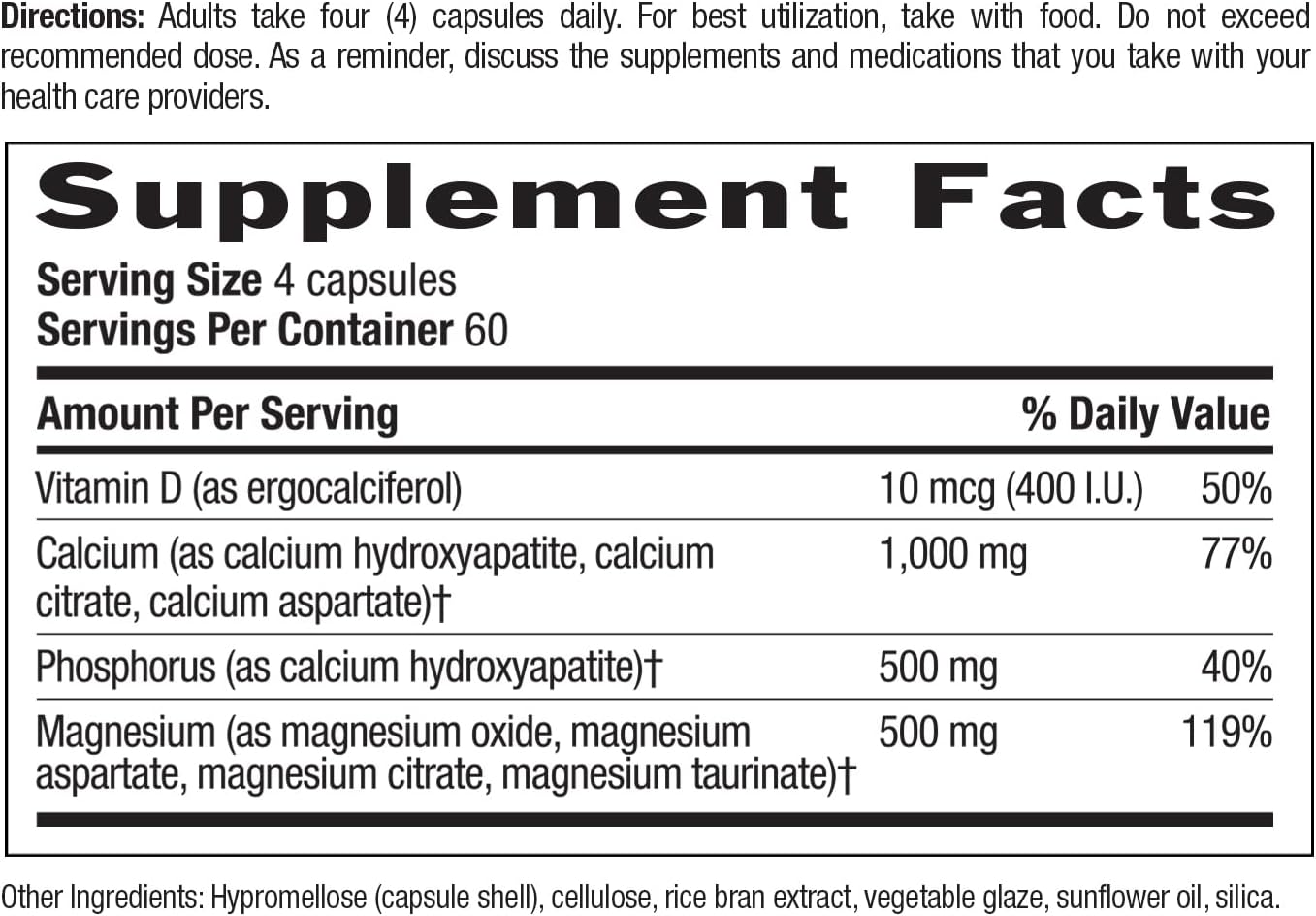 Country Life Target-Mins Calcium Magnesium with Vitamin D, 240 Capsules | 1,000 mg calcium, 500 mg magnesium and 10 mcg vitamin D per serving for bone health and calcium absorption