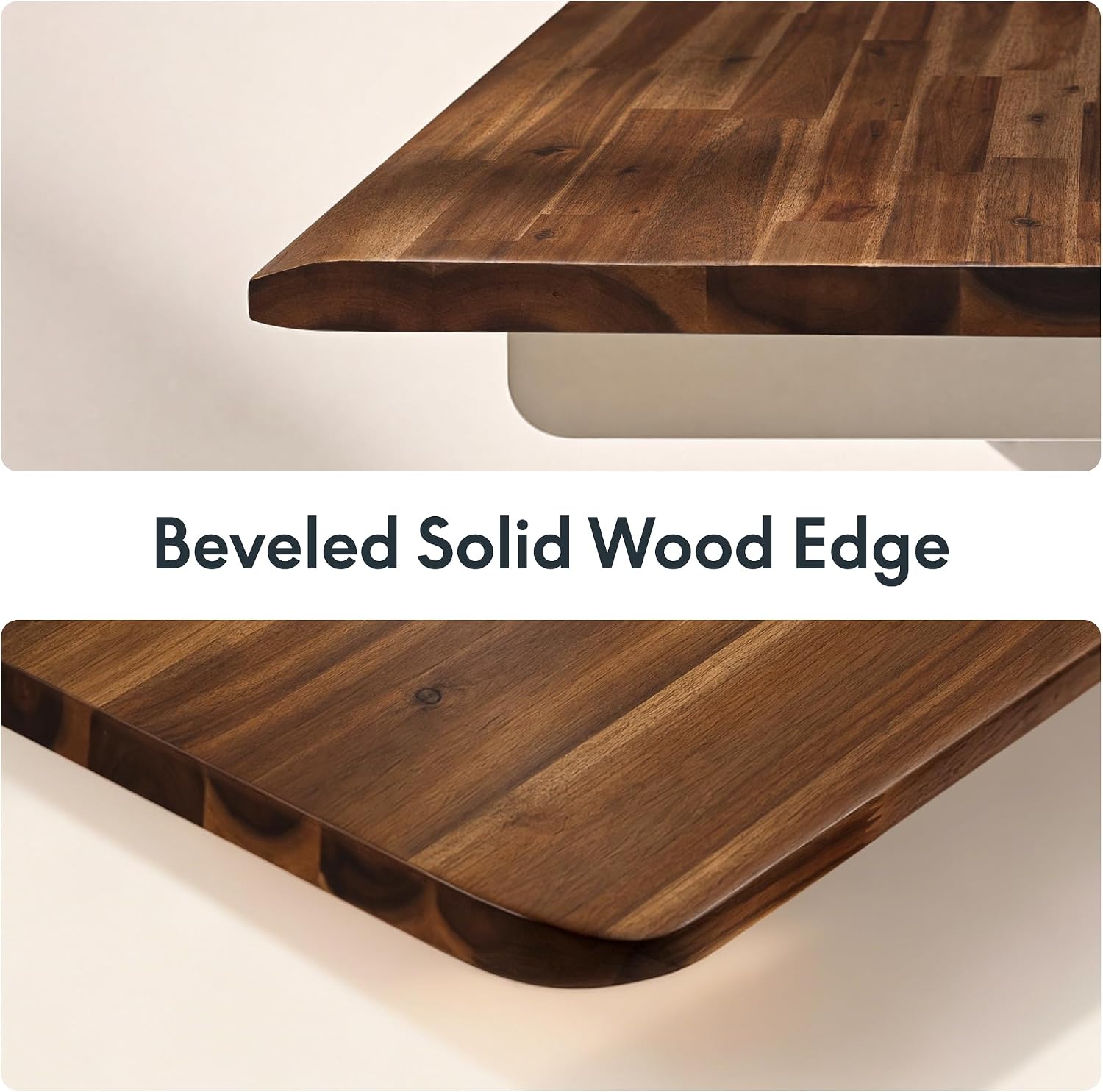 FLEXISPOT Acacia Solid Wood 55"x28" Butcher Block Desktop, Walnut | Acacia Solid Wood, Thick Beveled Edge, For Standing Desk, Office Table, Workbench, DIY Furniture Projects