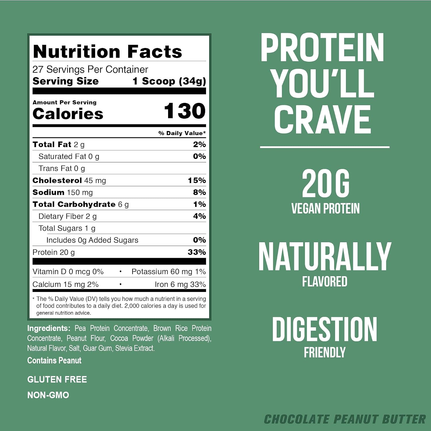 PEScience Select Vegan Protein Powder, Peanut Butter Delight, 27 Servings | Plant Based Protein Powder, Pea and Brown Rice Blend, Dairy Free, Lactose Free, Gluten Free