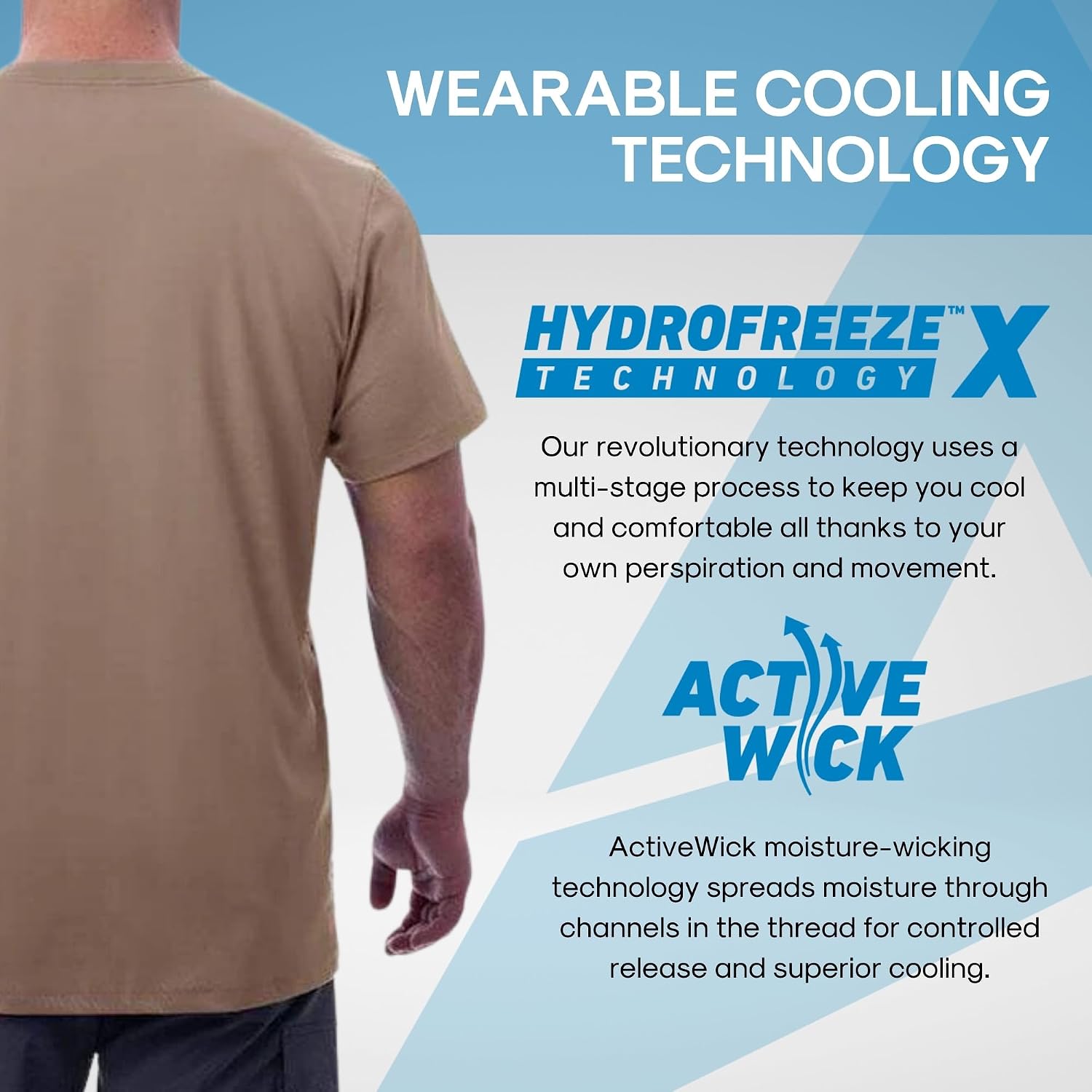 Arctic Cool Men’s Crew Neck Instant Cooling Pocket Workwear Moisture Wicking Performance UPF 50+ Short Sleeve Shirt