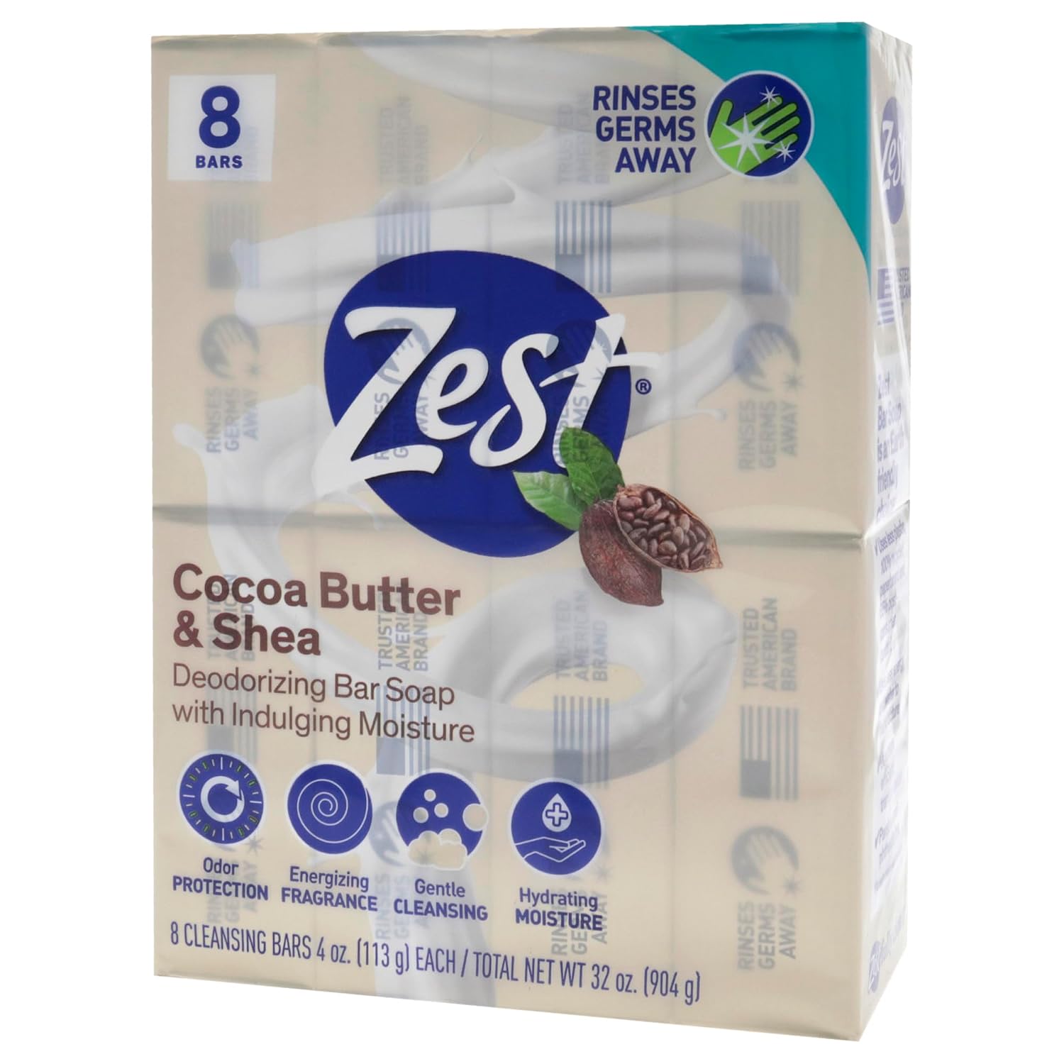 Zest Bar Soap - 8 Bars - Enriched With Cocoa Butter And Shea for Ultra Moisturizing Cleansing - Leaves Your Body Feeling Silky Smooth And Deeply Moisturized | Enriched With Cocoa Butter And Shea, Ultra Moisturizing Cleansing, Leaves Your Body Feeling Sil…
