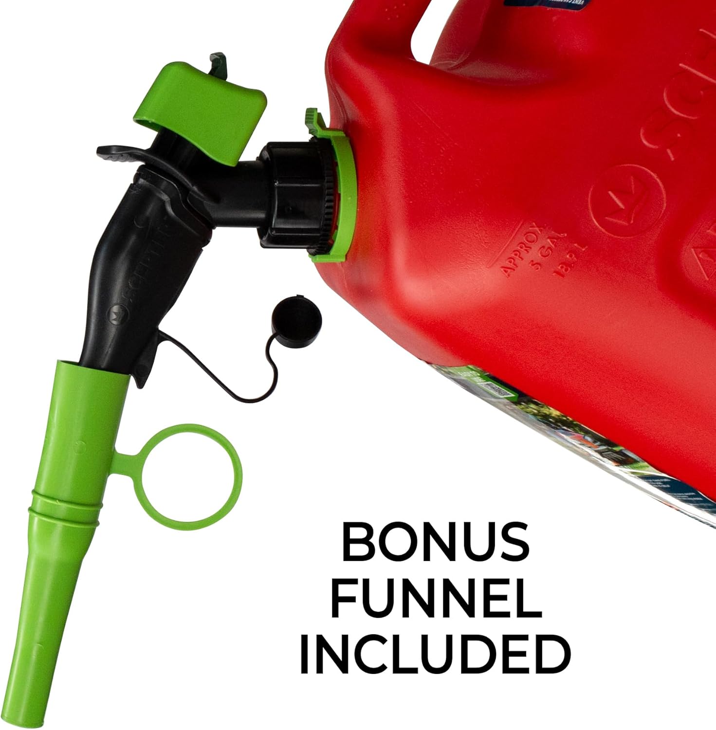 Scepter 1 Gal Gas Can, Spill Proof SmartControl Spout, Spout Extender, Red