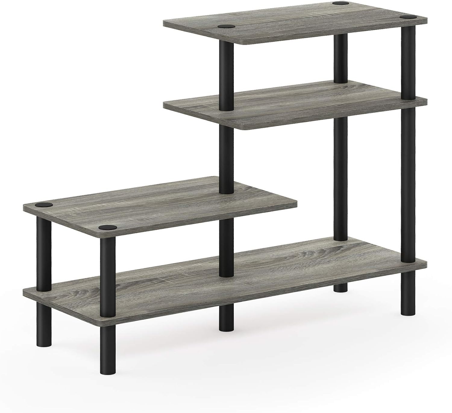 Furinno TURN-N-TUBE Storage Shelves, 3-Tier 47.4 Wide Book Shelf, Corner Shelf, Toolless Open Shelves, for Organization and Storage, Living Room, Garage, Home Office, Black