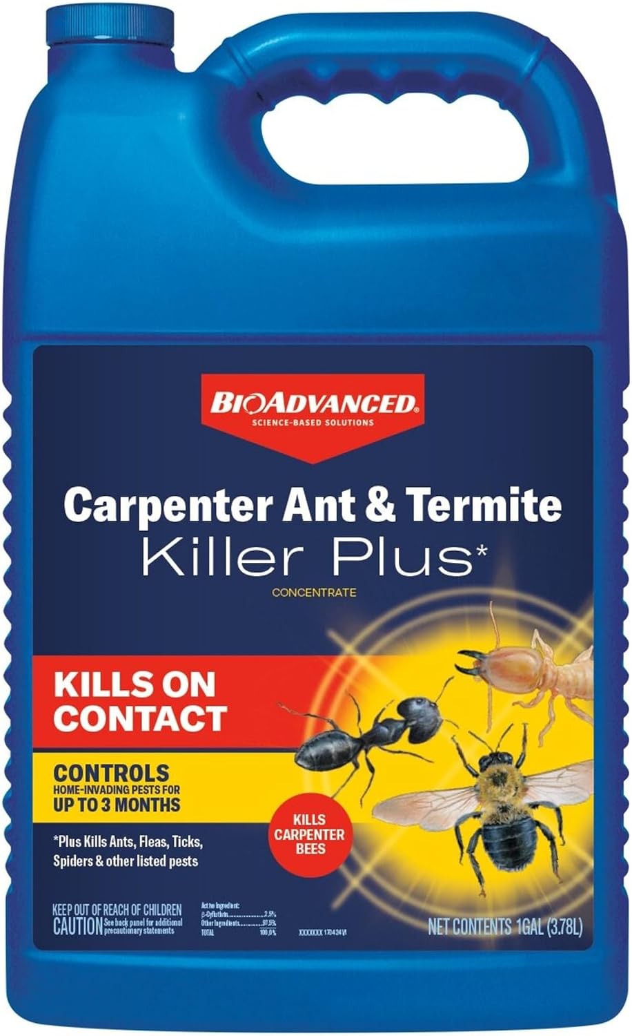 BioAdvanced Carpenter Ant & Termite Killer Plus Spray - 1 Gal Bottle | Ready-to-Use - Kills Carpenter Bees - Indoor & Outdoor Insect Control - Sprayer Included