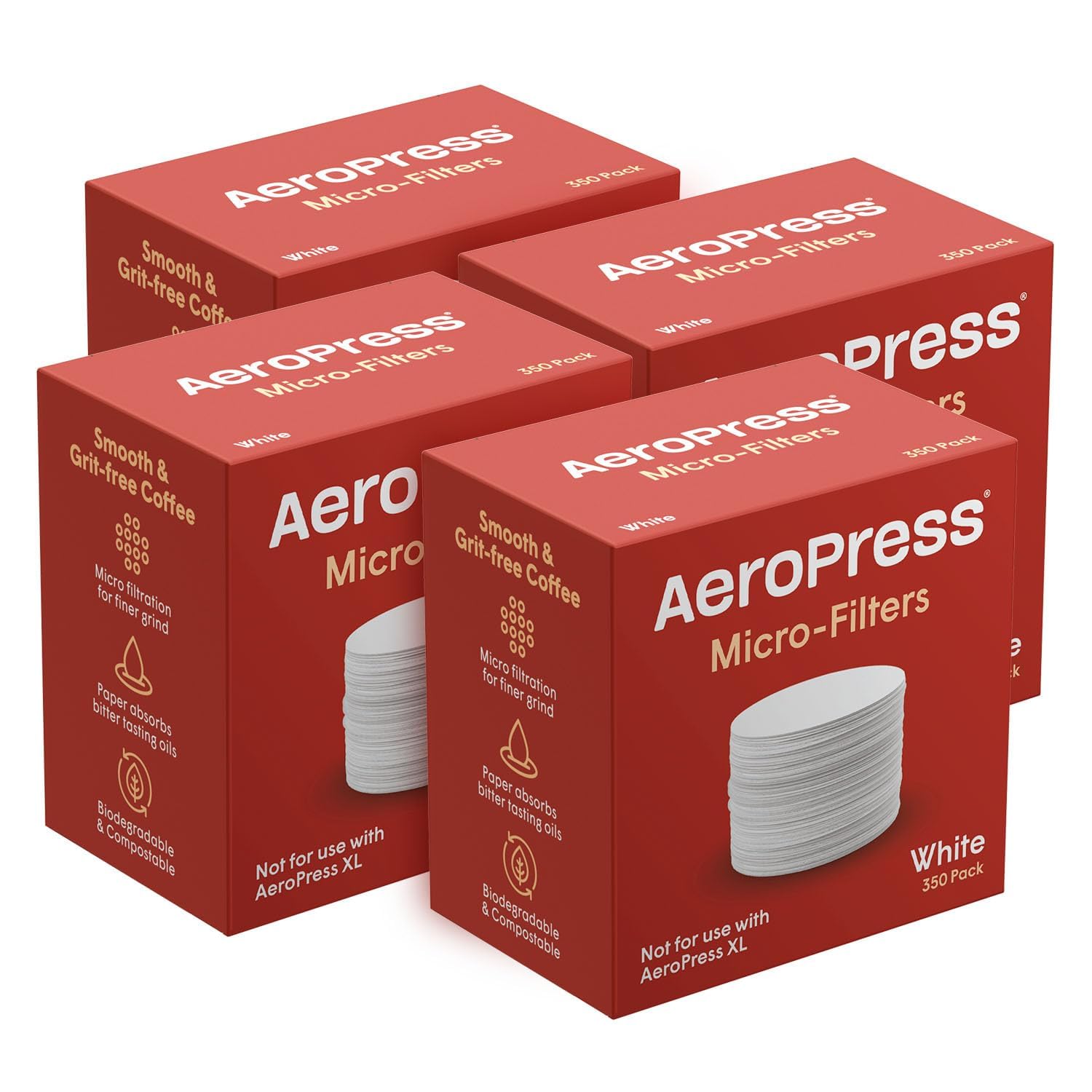 AeroPress White Paper Micro-Filters, 4 pack, 1400 Count Count | Compostable Coffee Filters Made From White, Chlorine-Free Paper