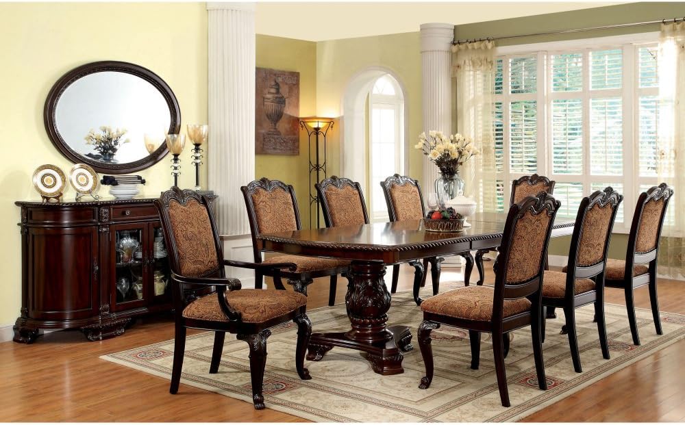 Furniture of America Ferrara 7-Piece Elegant Dining Set, Brown Cherry