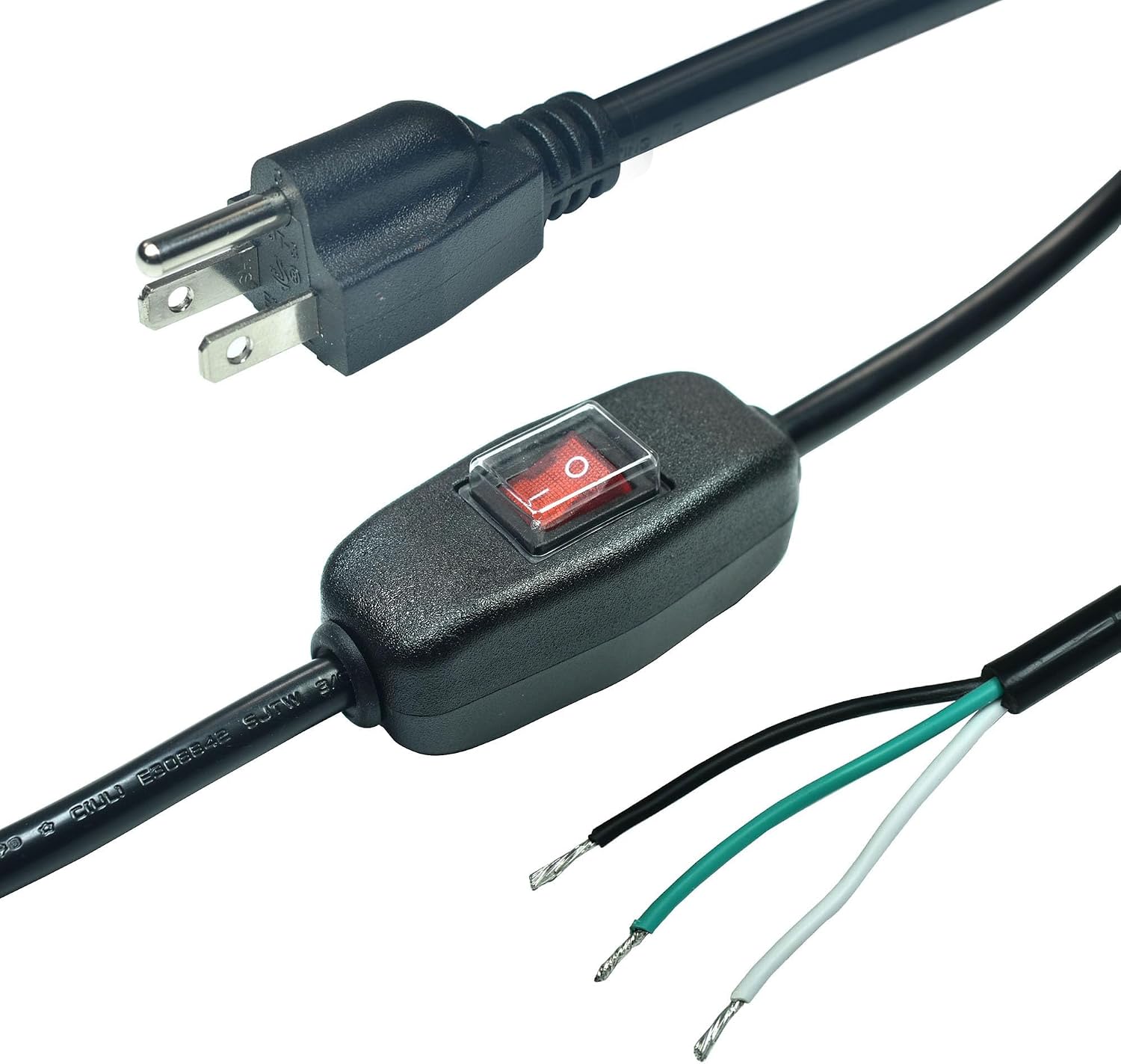 FILSHU 6ft 18 Gauge 3 Prong AC Power Cord with On Off Switch