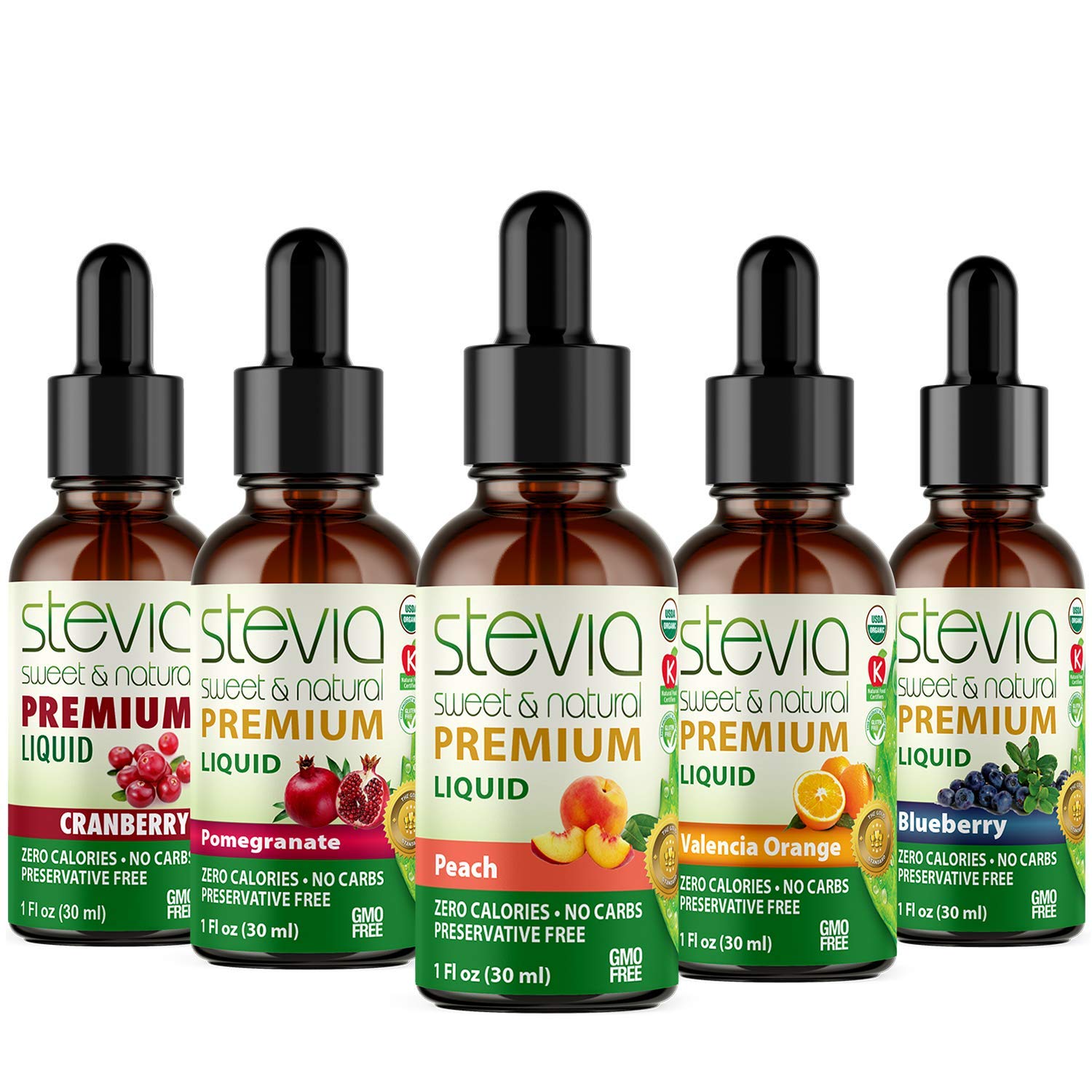 Stevia Intl - (Pack of 5) Exotic Fruits Bundle. 5 Flavors Stevia Liquid Drops. All Naturally Sweet, Non-Bitter, No Sugar Added, 0 Carb, 0 Calorie