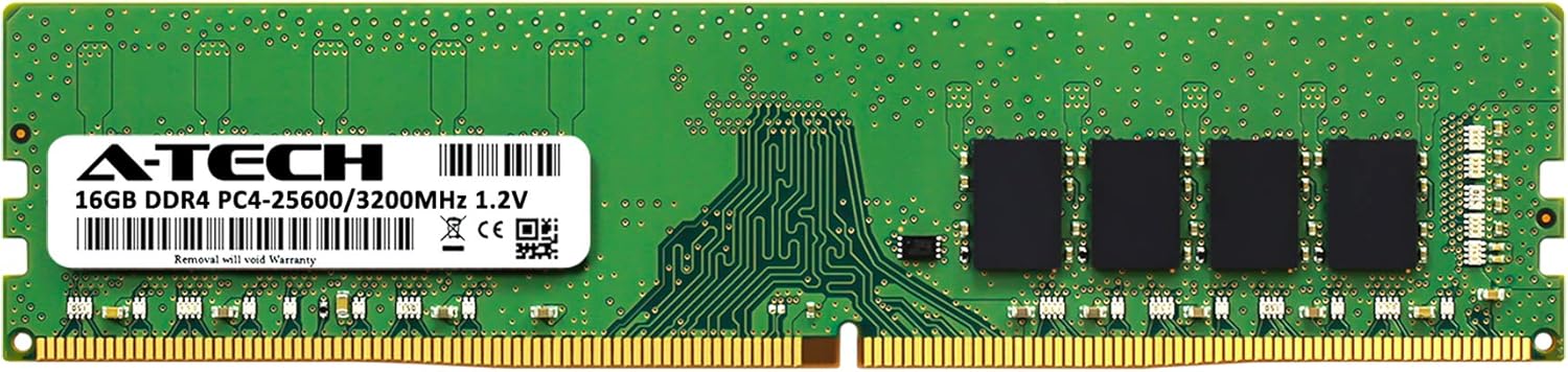 A-Tech 16GB DDR4 3200 MHz UDIMM PC4-25600 (PC4-3200AA) CL22 DIMM Non-ECC Desktop RAM Memory Module