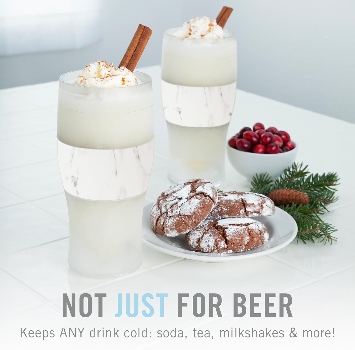 Host FREEZE Beer Glasses, Frozen Beer Mugs, Freezable Pint Glass Set, Insulated Pint Glass to Keep Your Drinks Cold, Double Walled Insulated Glasses
