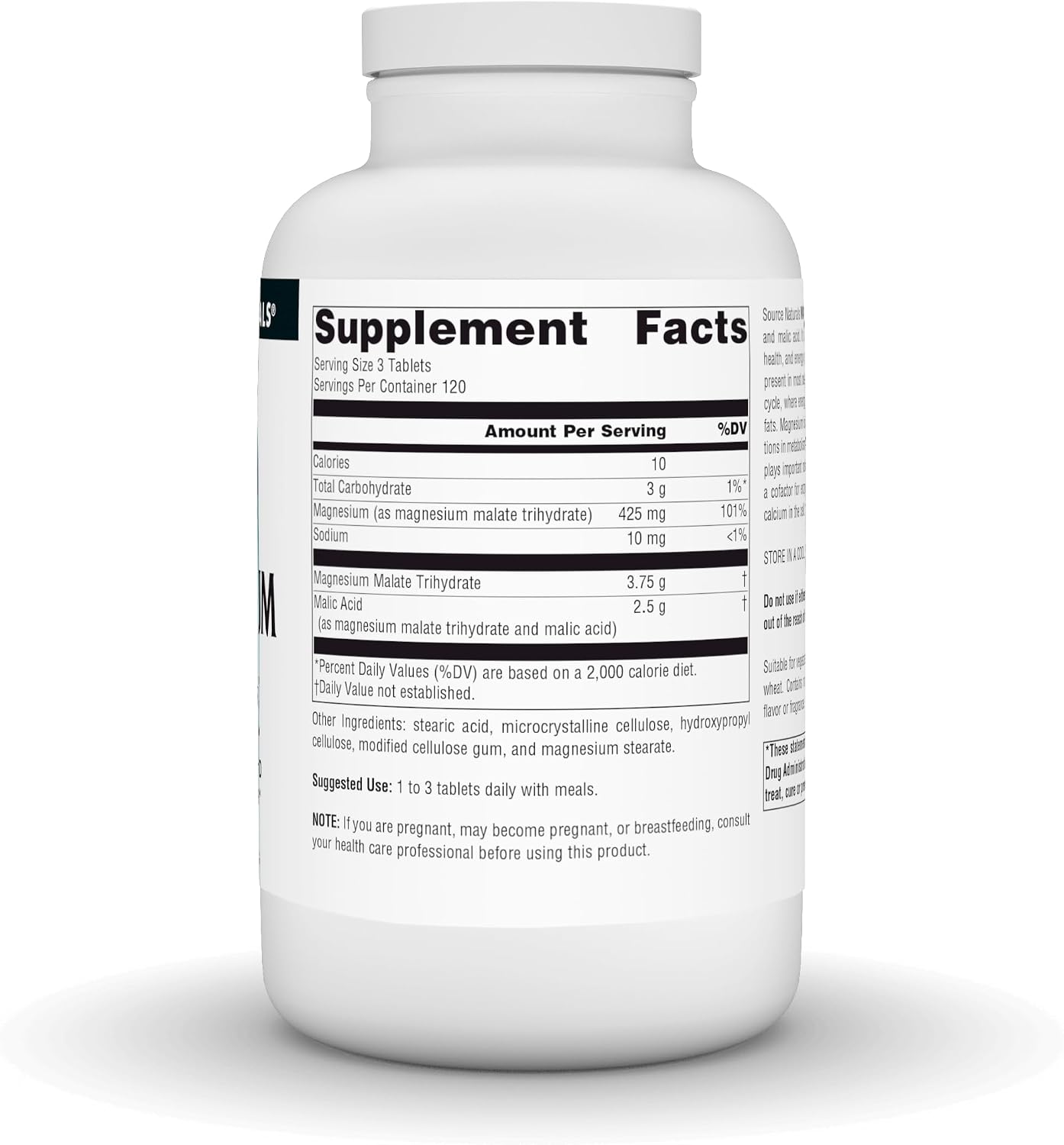Source Naturals Magnesium Malate, 3,750 mg - 180 Vegetarian Tablets | Supports Muscles and Energy Production*