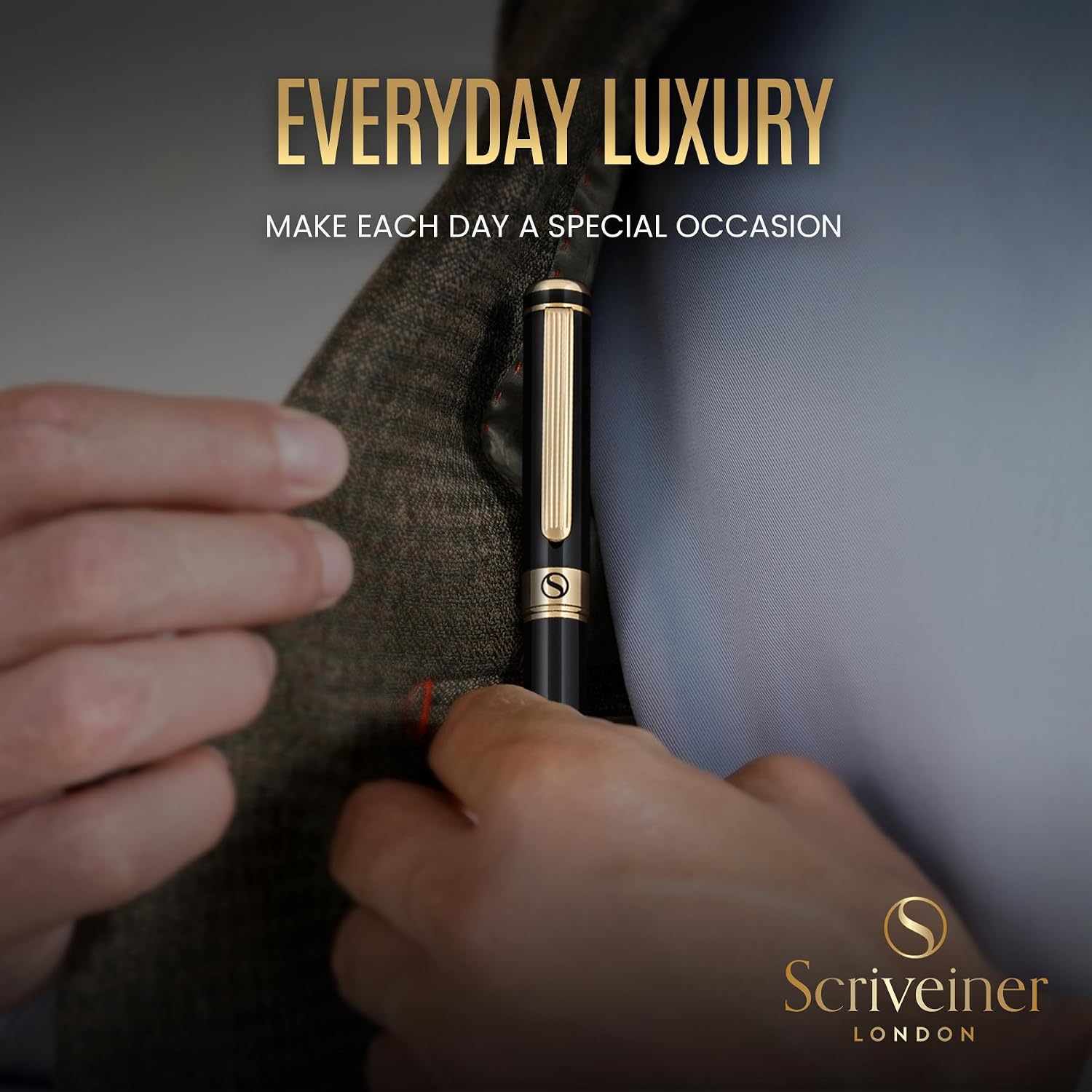Scriveiner Silver Chrome Fountain Pen - Stunning Luxury Pen, Real Gold Finish Schmidt Gilded Nib (Medium), Best Pen Gift Set for Men & Women
