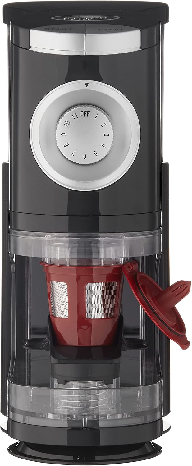 SOLOGRIND 2-in-1 Automatic Single Serve Coffee Burr Grinder for Coffee Pod,Black,1 EA