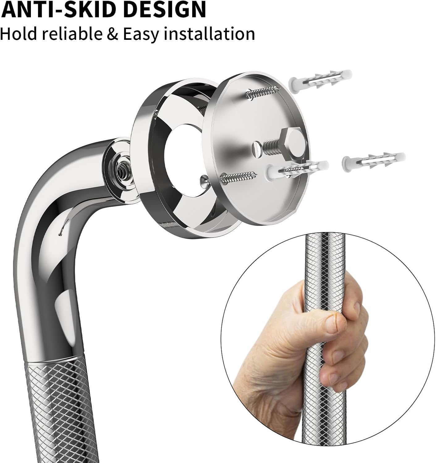 Munzong 3 Pack Commercial Handicap Grab Bars 18" 36" 42" Brushed Nickel | Bathroom Grab Bar for Shower 1.25" Diameter Anti Slip Bathroom Balance Bar Safety Hand Rail for Elderly Injury Senior