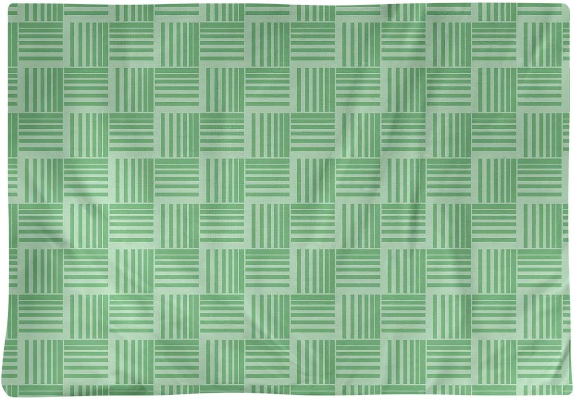 Dana Strider Monochrome Basketweave Stripes Table Placemat, 18 x 14, Green