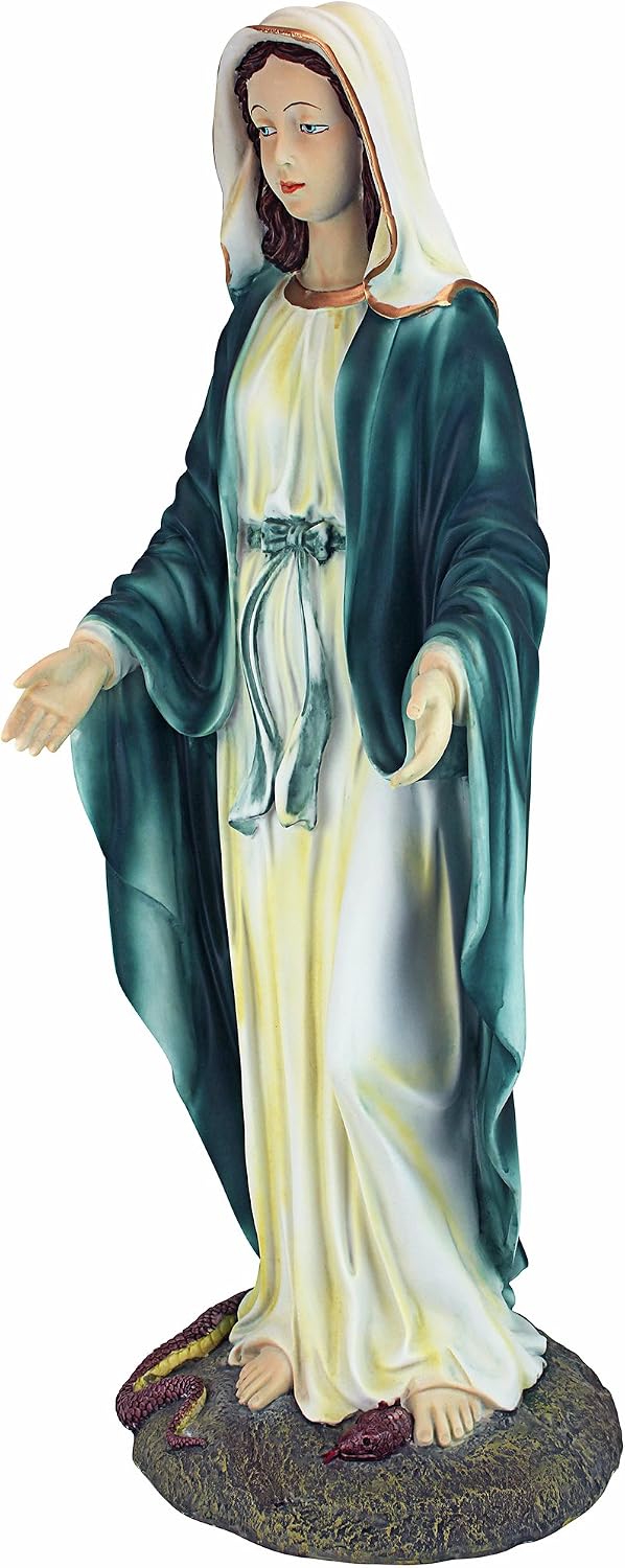 Design Toscano Anne with Young Mother Mary Holy Religious Garden Statue, 12 inches wide, 21 inches tall, Cast Stone Resin, Antique Stone Finish