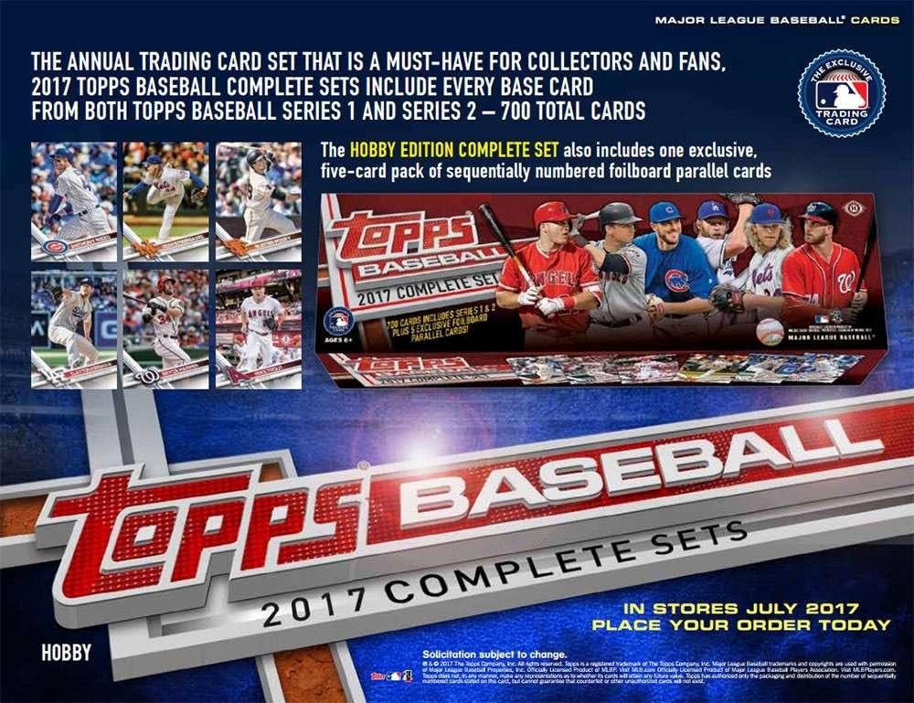 2017 Topps Complete Hobby Baseball Factory Set of 700 Cards (+5 Bonus Parallel Cards)