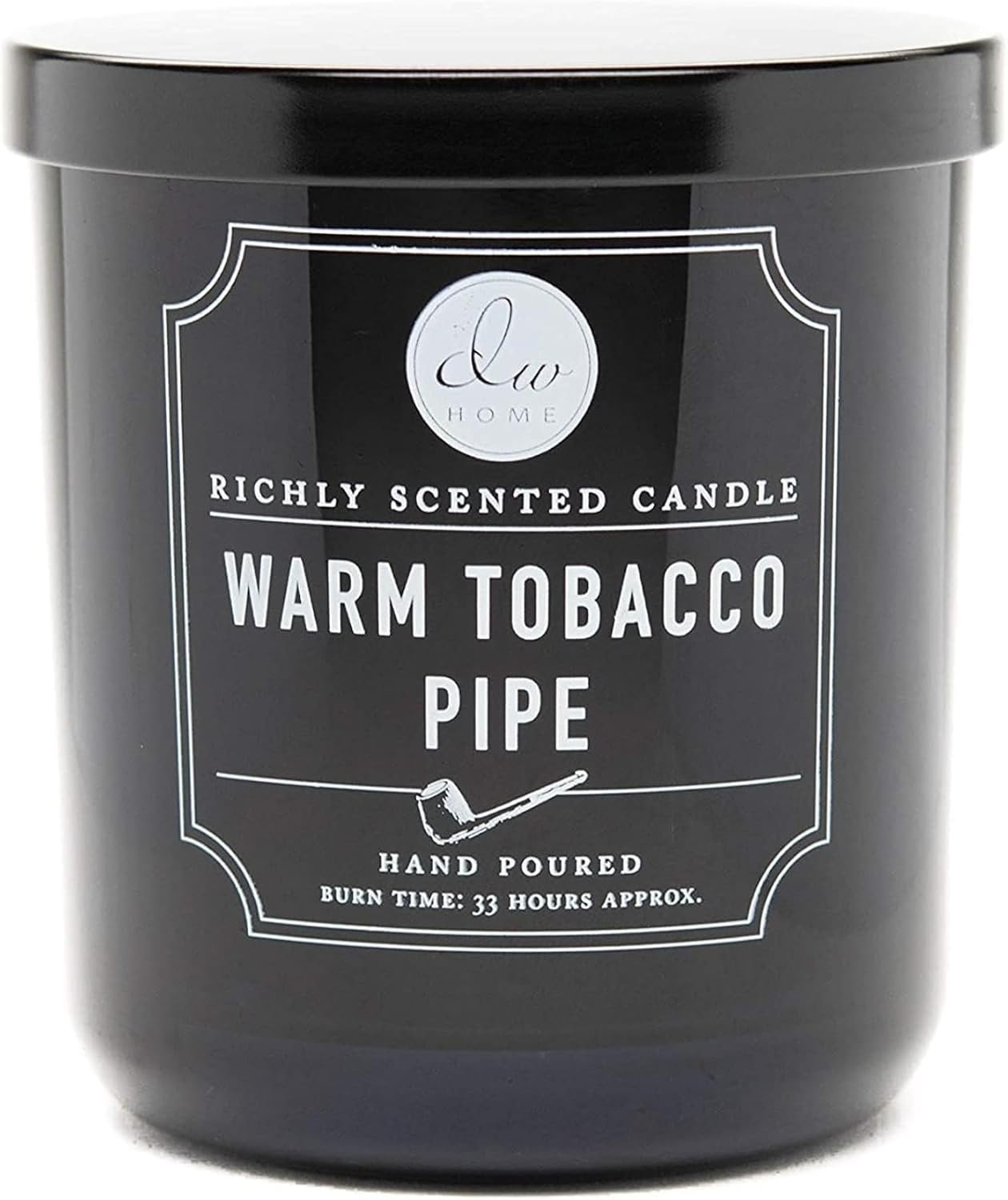 DW Home Warm Tobacco Pipe Scented Candles, 15 oz Large Double Wick Jar, Up to 56 Hour Burn Time, Strong Long Lasting Woodsy Fragrance, Gifts for Men & Women