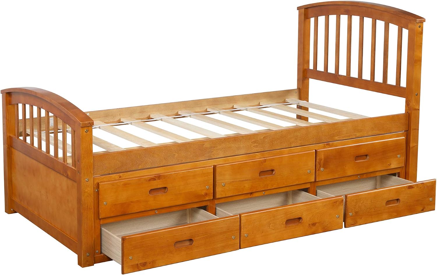 Merax Twin Size Platform Storage Bed Solid Wood Bed with 6 Drawers