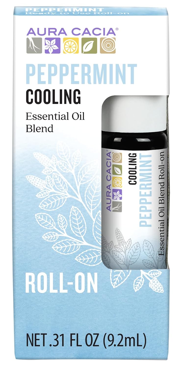 Aura Cacia Roll-On Essential Oil Blend, Peppermint, 0.31 Ounce