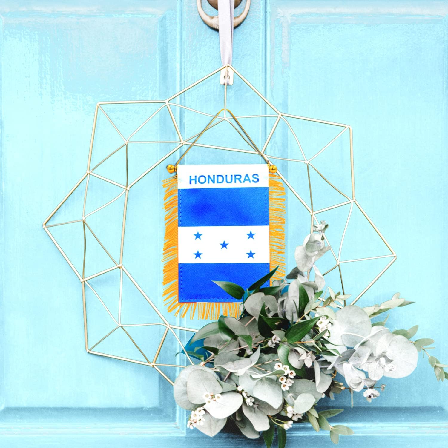 Anley 4 X 6 Inch Nicaragua Fringy Window Hanging Flag - Mini Banner & Car Rearview Mirror Décor - Fringed Nicaraguan Hanging Flag with Suction Cup
