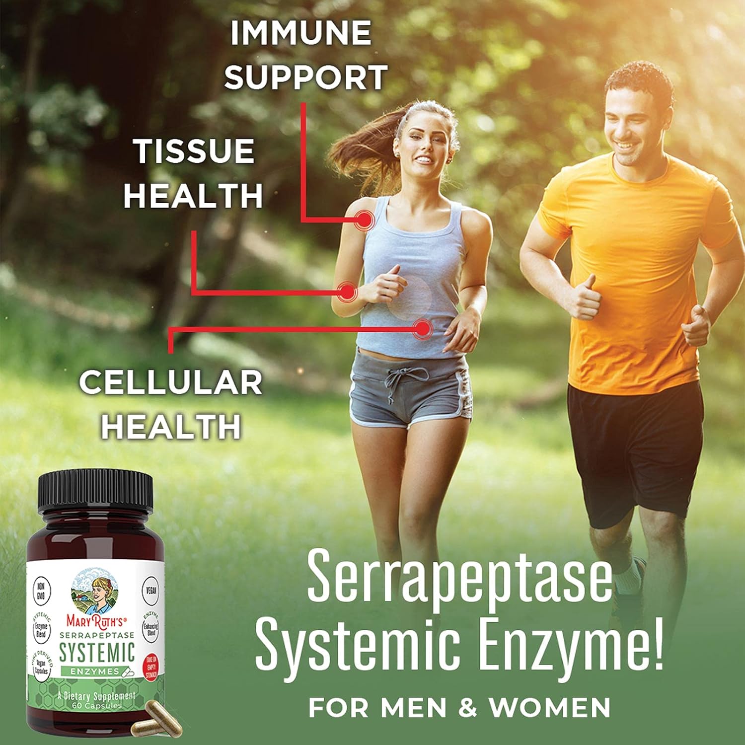 MaryRuth's Serrapeptase Enzymes Capsules, 60 Count, Vegan
