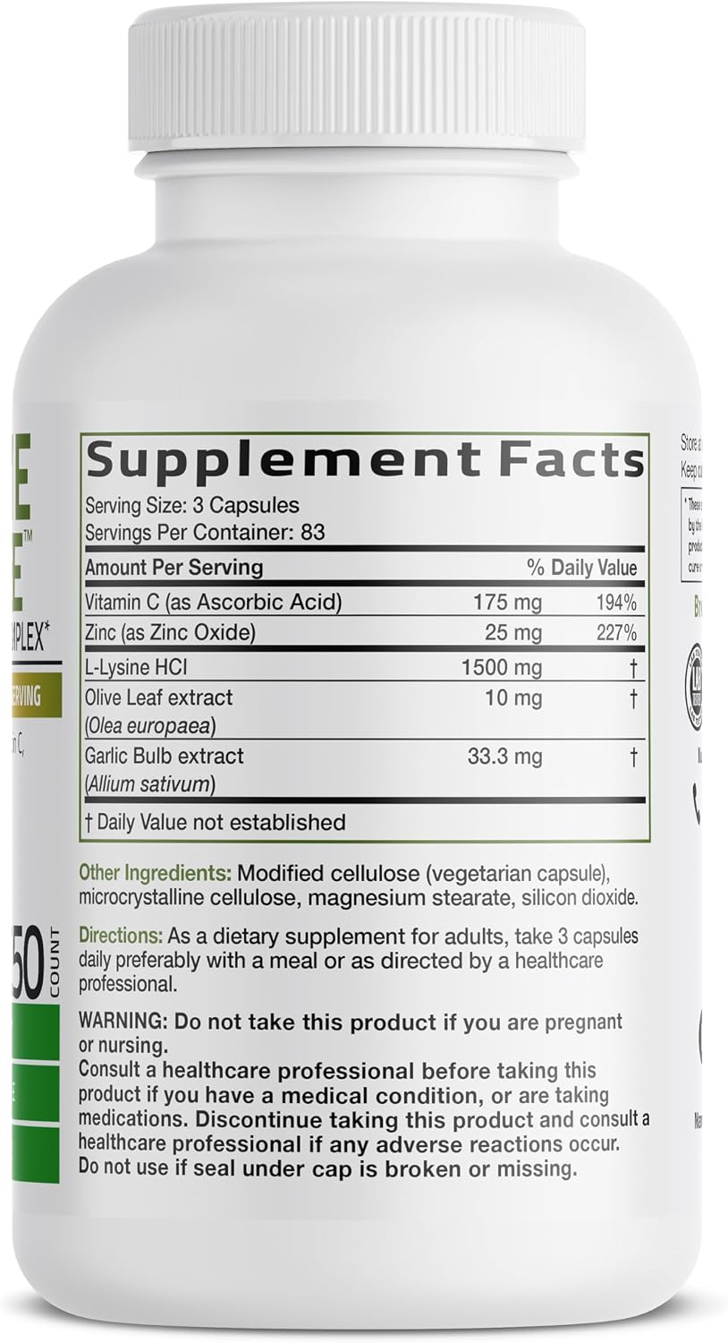 Bronson L-Lysine Defense Immune Support Complex, 1500 mg, 90 Capsules