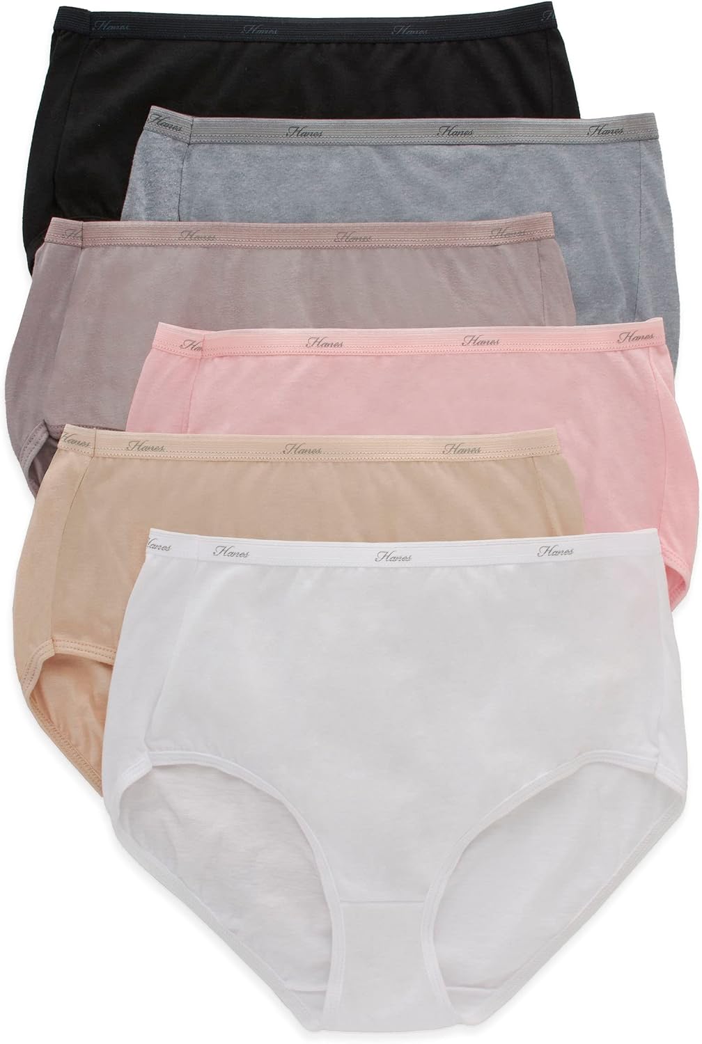 Hanes women's Hi-Cut Panties Pack, Lightweight Cotton Hi-Cuts, 6-Pack (Retired, Colors May Vary)