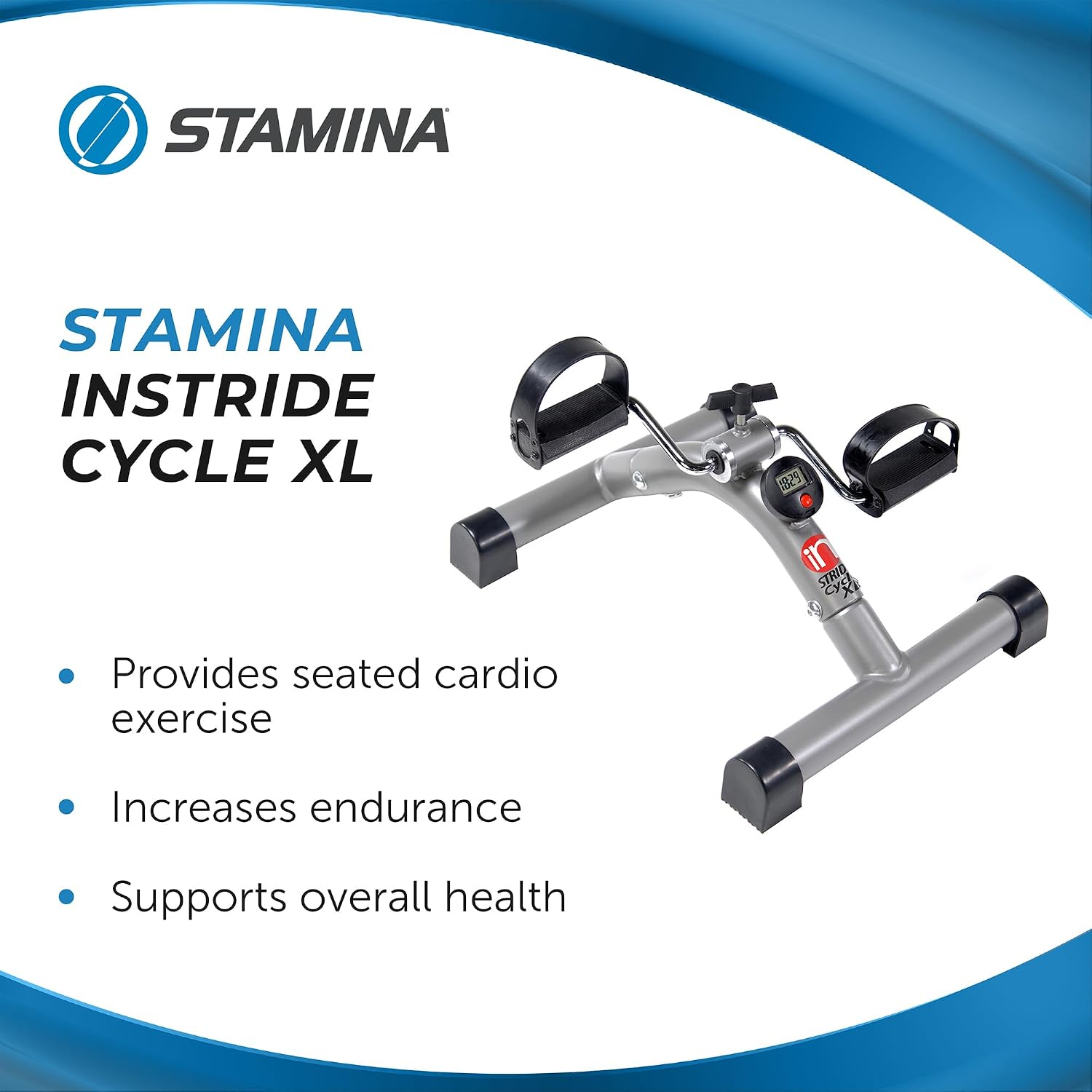 Stamina InStride Cycle XL - Folding Cycle Pedal Exerciser - Fitness Bike with Smart Workout App for Seated Exercise - Foldable Exercise Bike for
