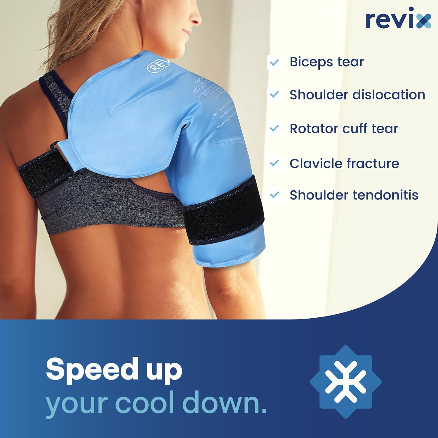REVIX Shoulder Ice Pack Wrap for Rotator Cuff, Reusable Gel Cold Pack
