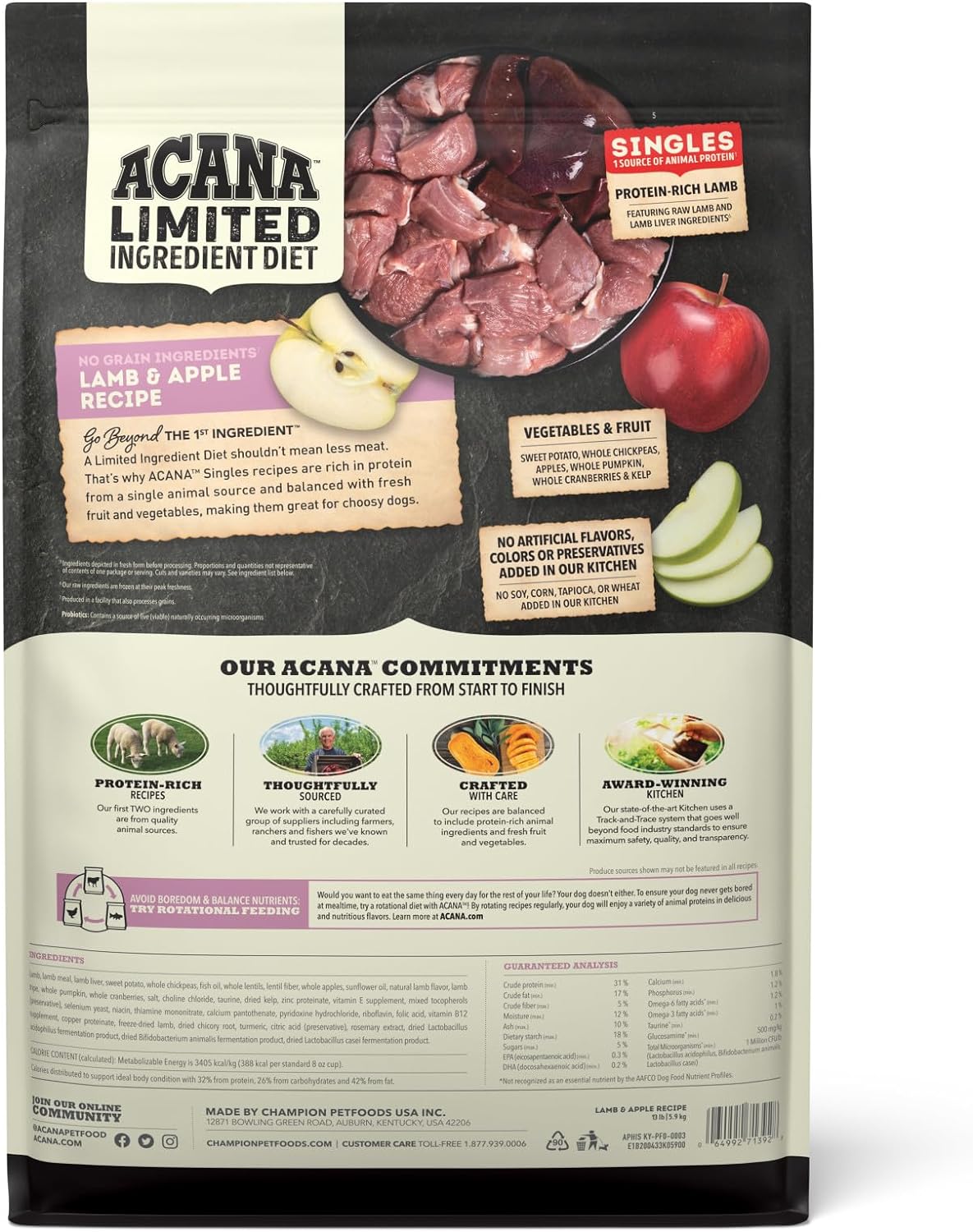 ACANA Singles Limited Ingredient Dry Dog Food Beef & Pumpkin 4.5lb Bag