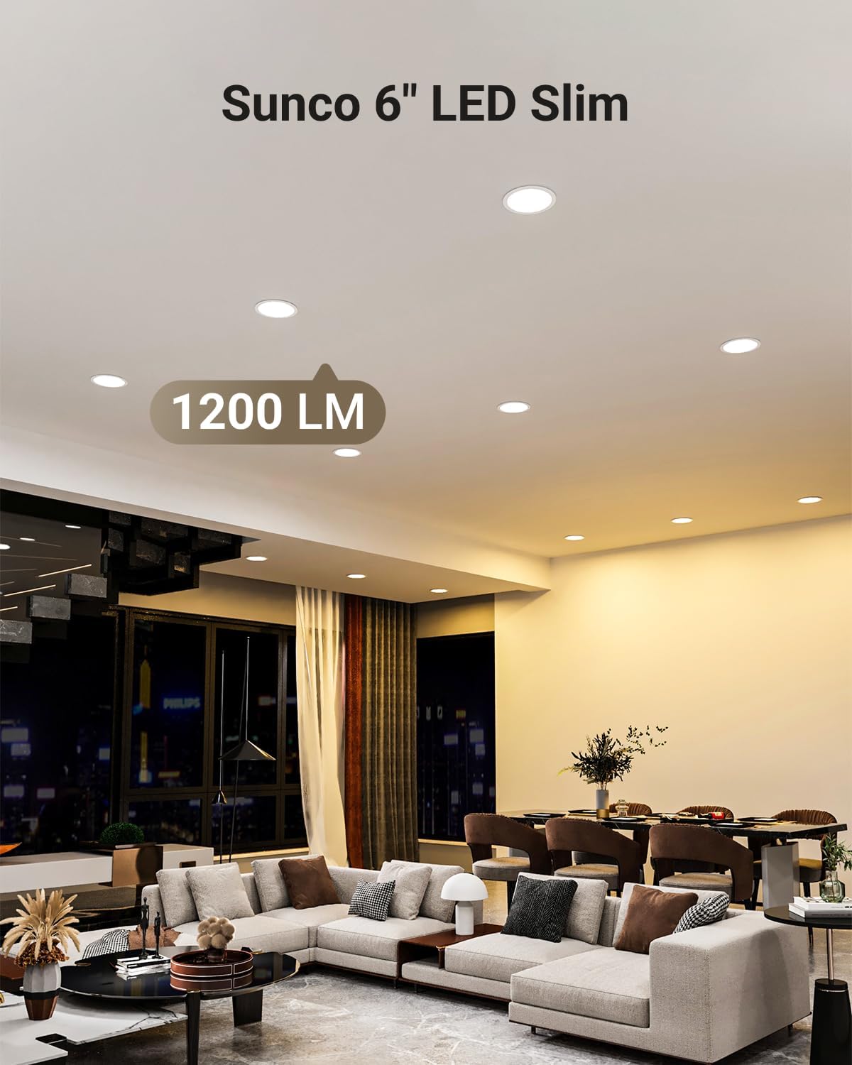Sunco 4 Pack 6 Inch Canless LED Ultra-Slim Recessed Light, 5CCT, 14W=100W