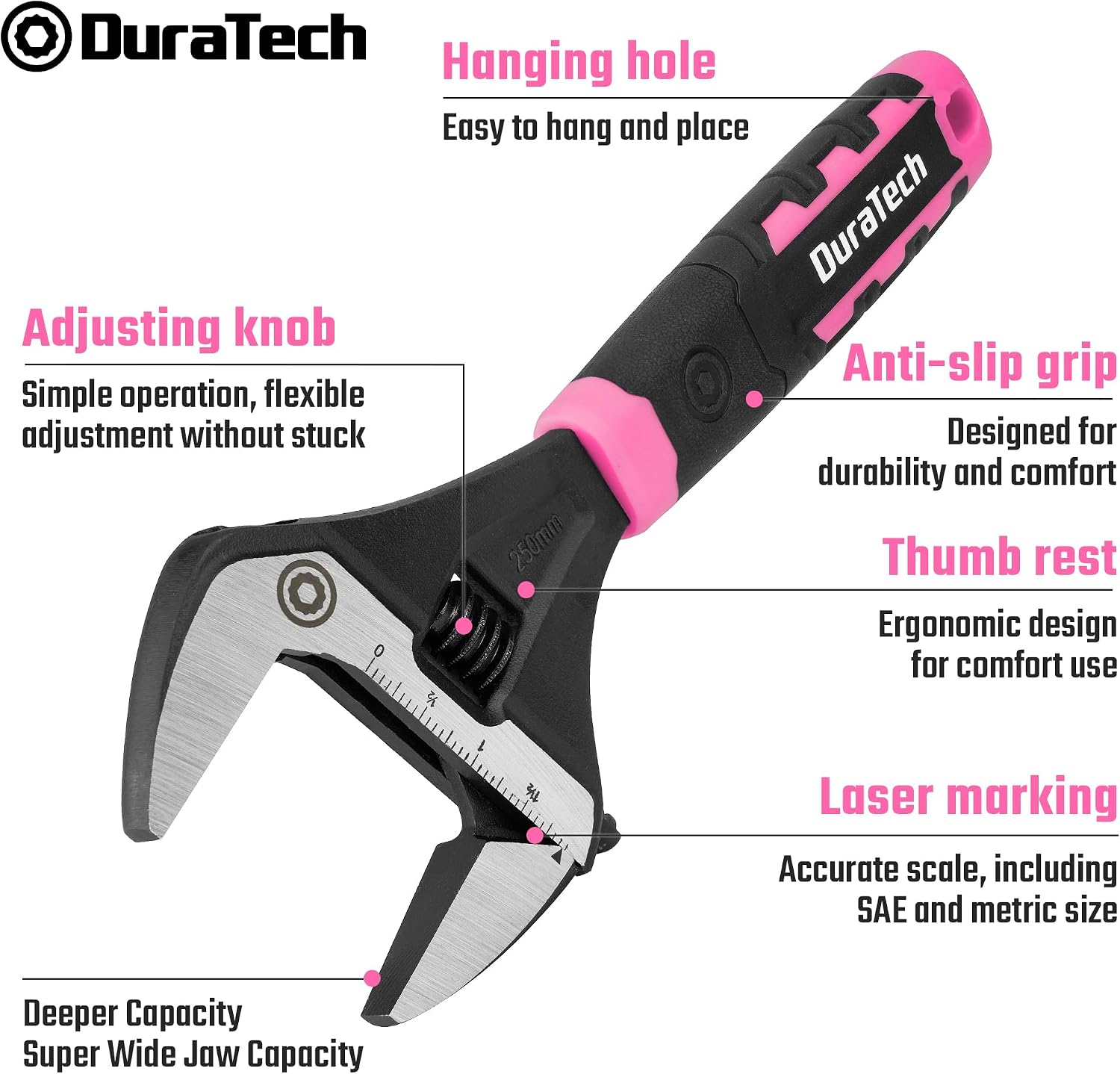 DURATECH 10-Inch Wide Jaw Adjustable Wrench
