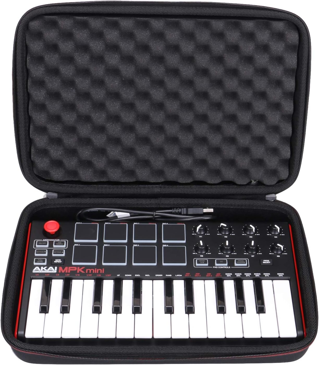 LTGEM Case Compatible with Akai Professional MPK Mini MK3 / MPK Mini Play MK3 25 Key USB MIDI Keyboard Controller, Black+Gray(Case Only)