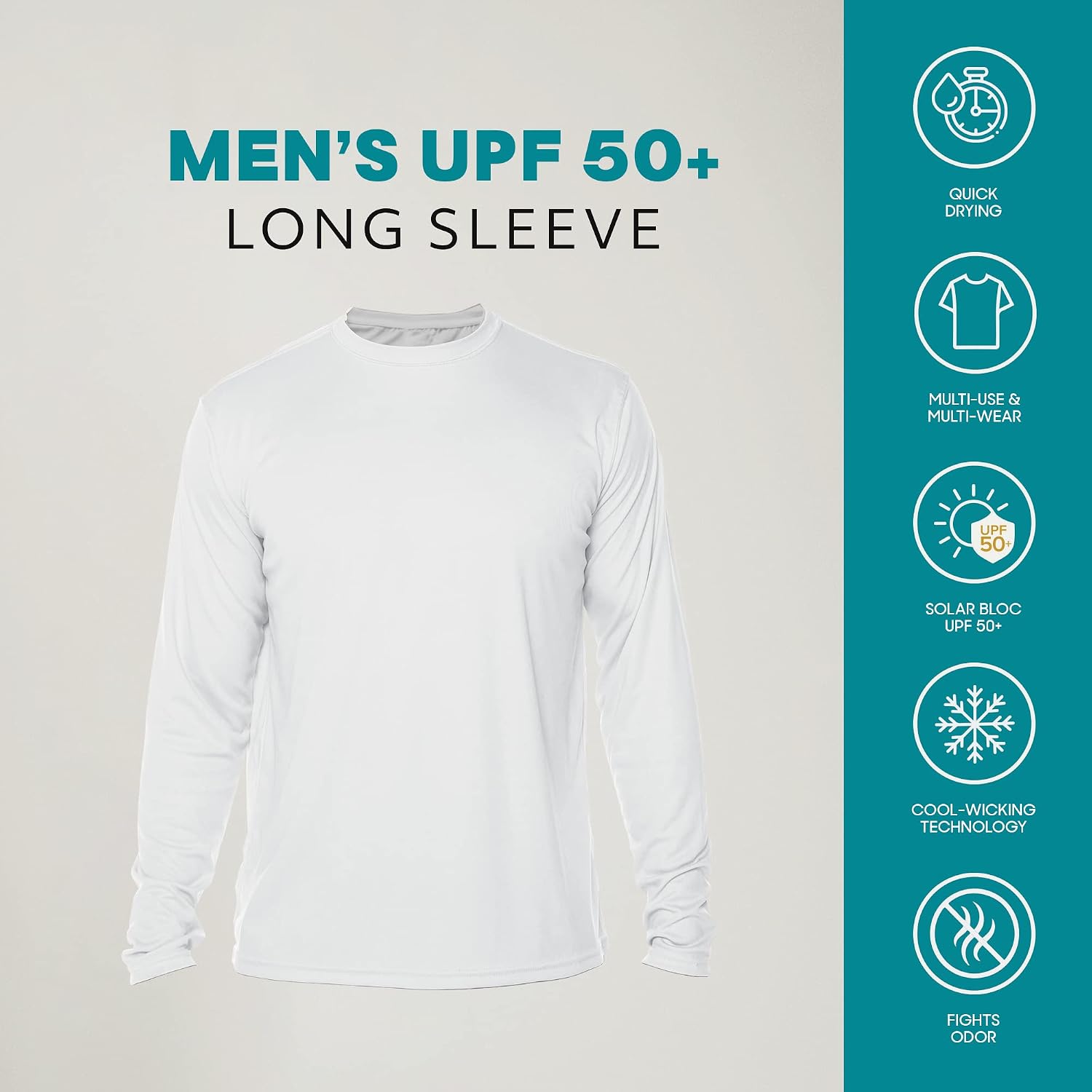 Vapor Apparel Men's Outdoor UPF 50+ Long Sleeve T-Shirt, UV Sun Protection for Fishing, Running, Hiking, Swimming