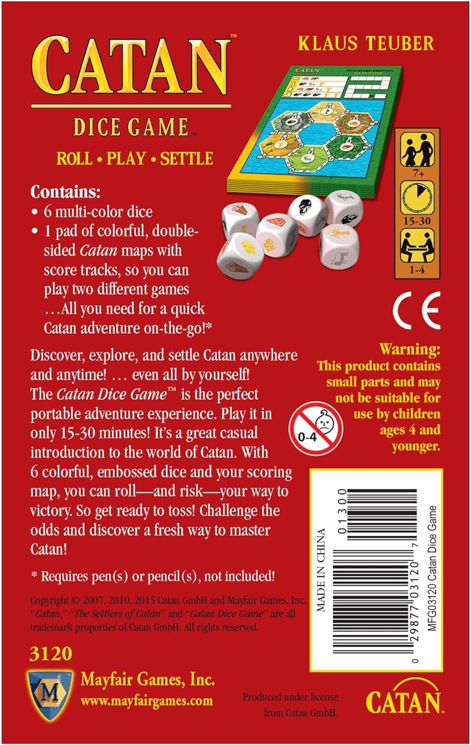 CATAN Dice Game - Portable Fun for On-the-Go Adventures! Strategy Game, Family Game for Kids and Adults, Ages 7+, 1-4 Players, 15-30 Minute Playtime