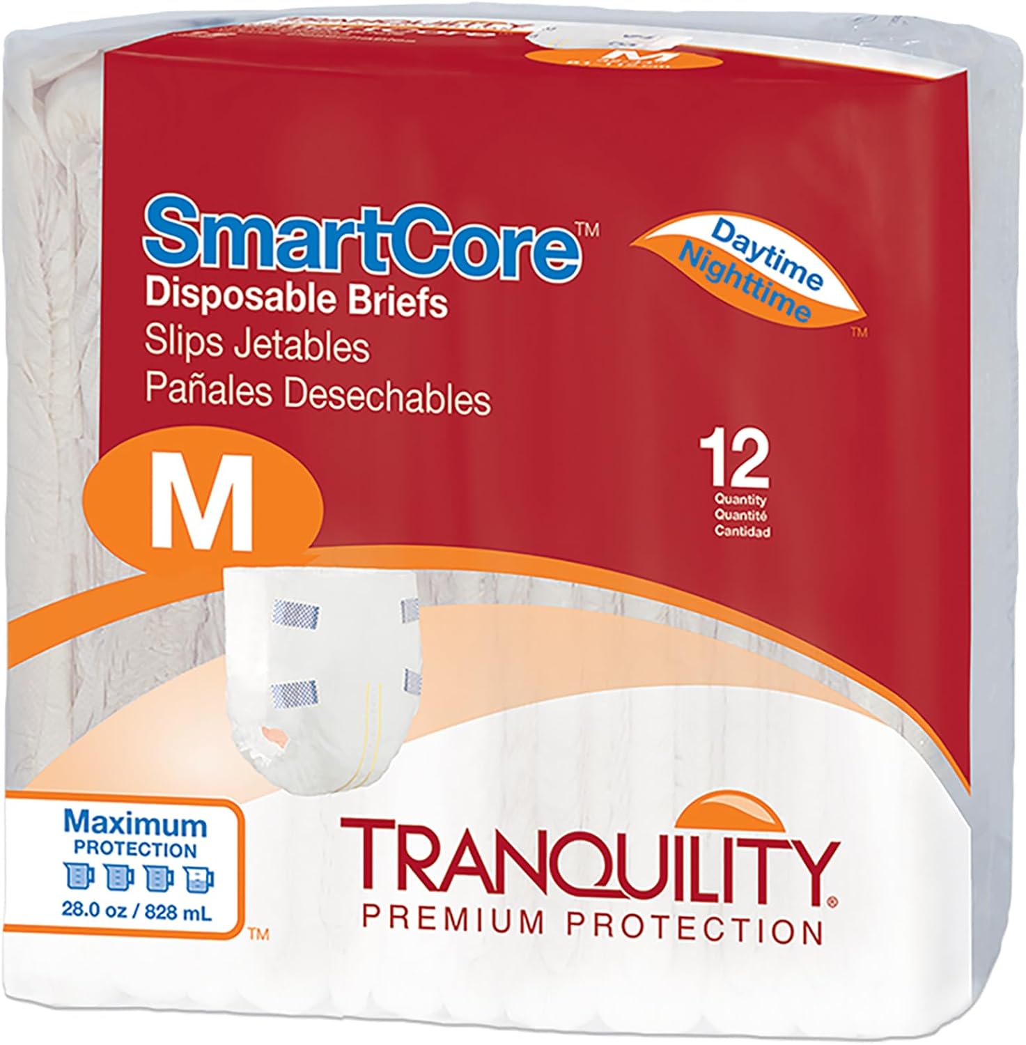 Tranquility SmartCore Adult Disposable Briefs, Incontinence Control with Breathable Kufguard Technology, Fastening Tabs & Wetness Indicator, Latex-Free, Adult XX-Large, 34oz Capacity, 32ct Case