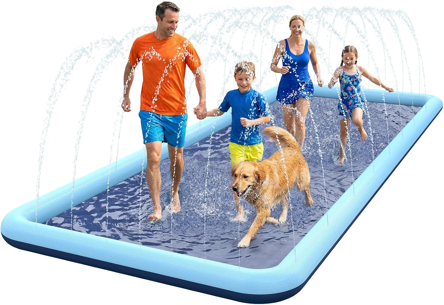 VISTOP 67" Non-Slip Splash Pad for Kids and Dogs, Thickened Sprinkler Pool for Toddlers, Outdoor Backyard Water Toys, Fun Fountain Play Mat for Babies
