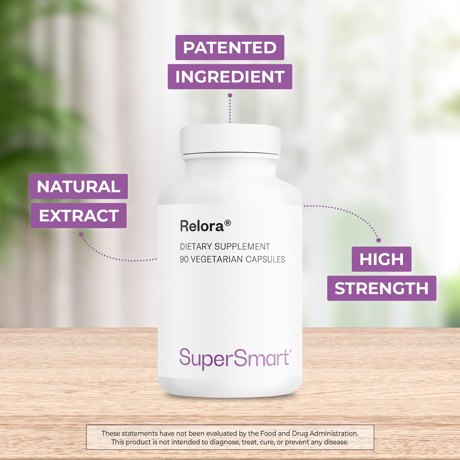 SuperSmart Relora 750mg per Day - Magnolia Officinalis & Phellodendron Amurense Extract Supplement | Non-GMO & Gluten Free - 90 Vegetarian Capsules